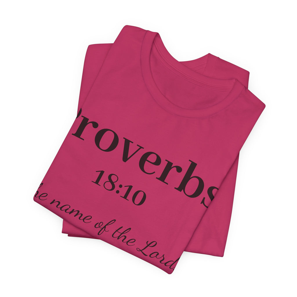 Proverbs 18:10 T-Shirt — "The Name of the Lord" Christian Faith Tee
