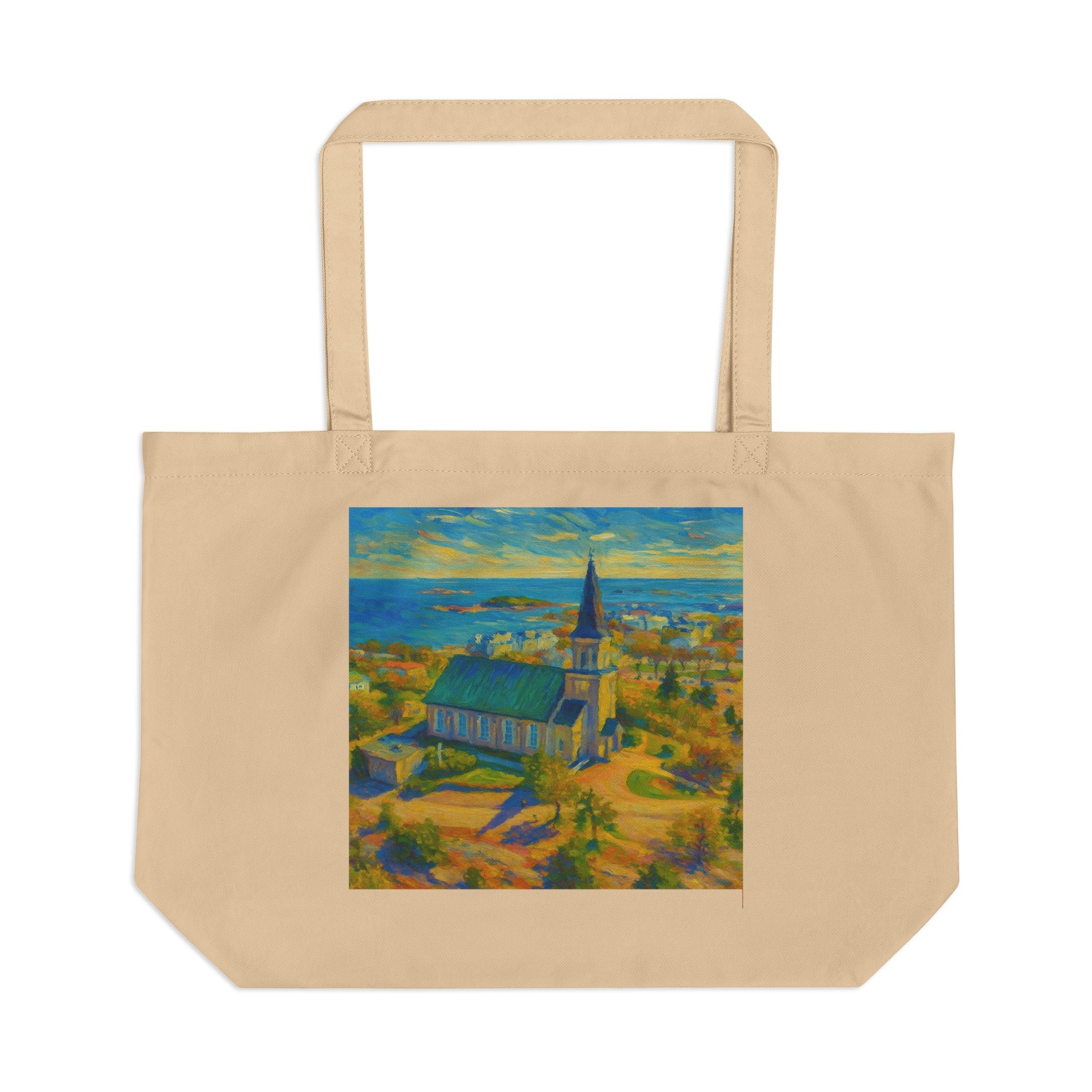 Eco Tote - Coastal Church Landscape Art Print Canvas Tote
