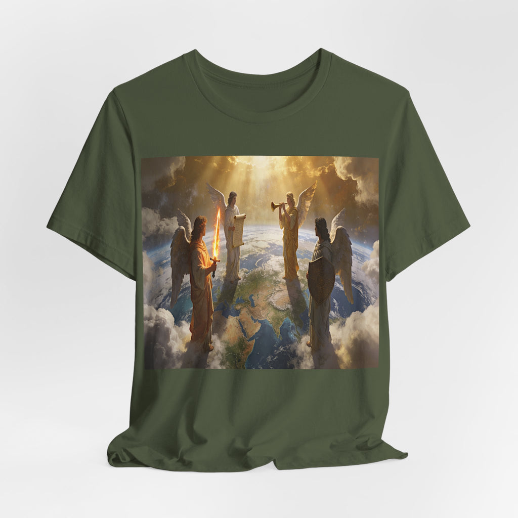 Christian Angel Choir T‑Shirt – Heavenly Worship Scene Tee Revelation 7:1-3