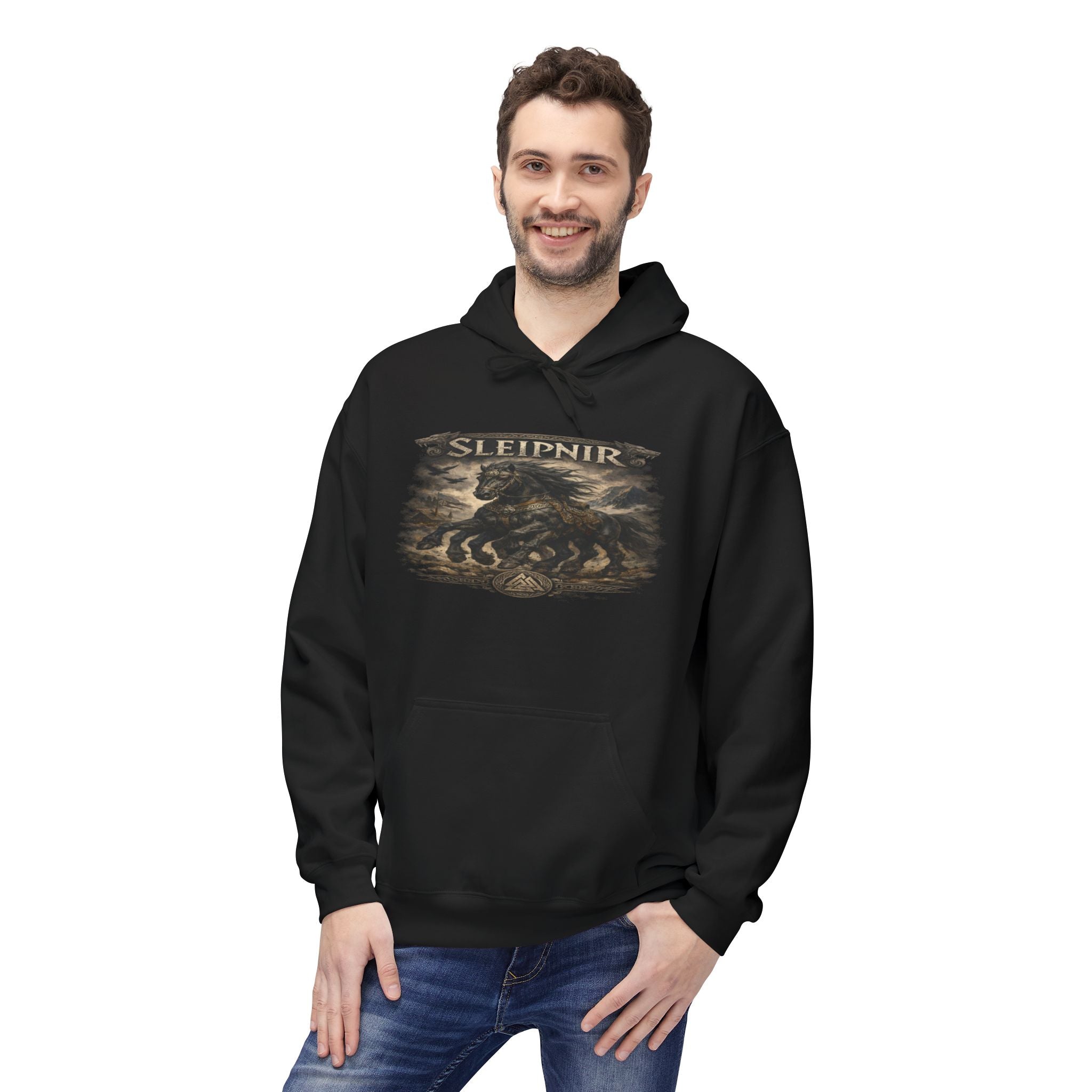 Sleipnir Viking Horse Hoodie — Norse Mythology Odin Sleipnir Graphic Sweatshirt
