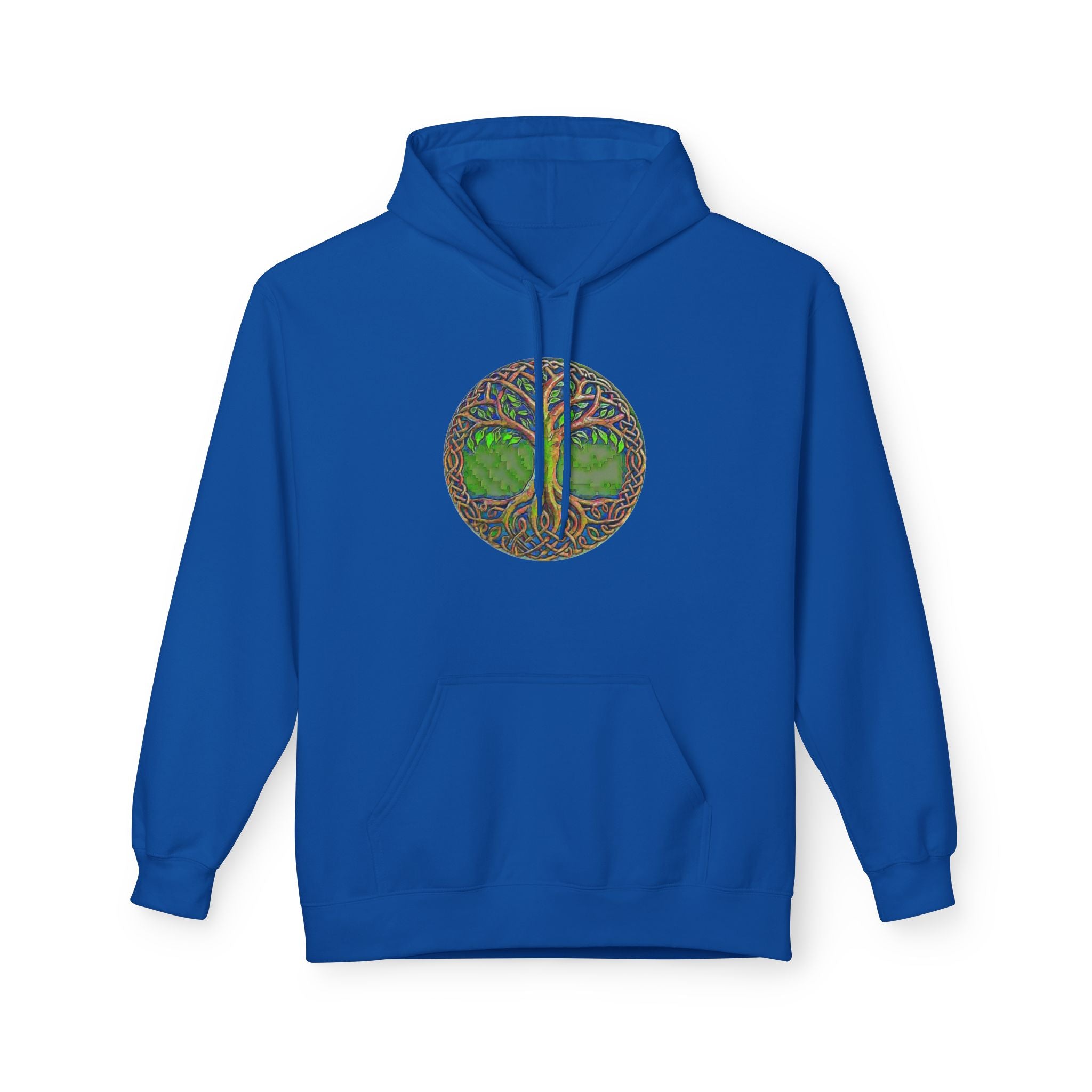 Yggdrasil, the Tree of Life Cotton Hoodie — Green Nature Mandala Pullover