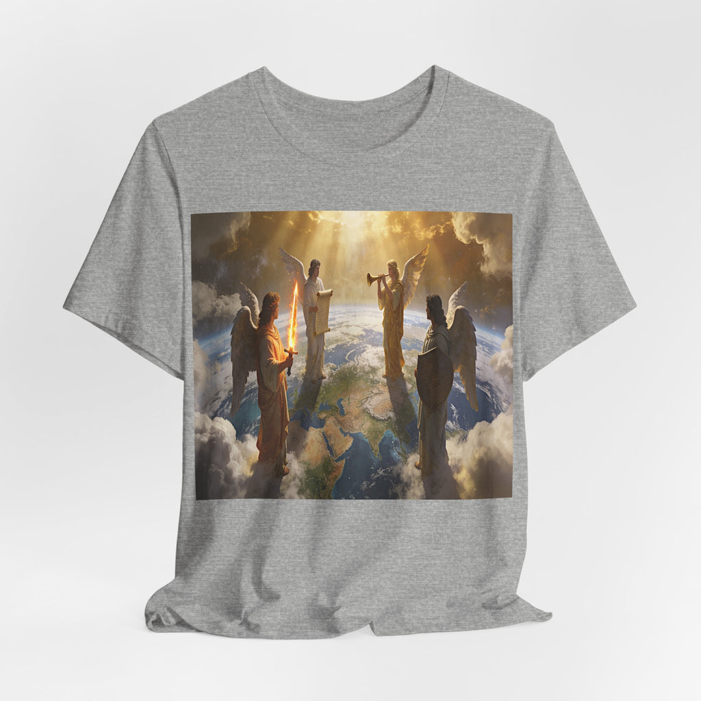 Christian Angel Choir T‑Shirt – Heavenly Worship Scene Tee Revelation 7:1-3