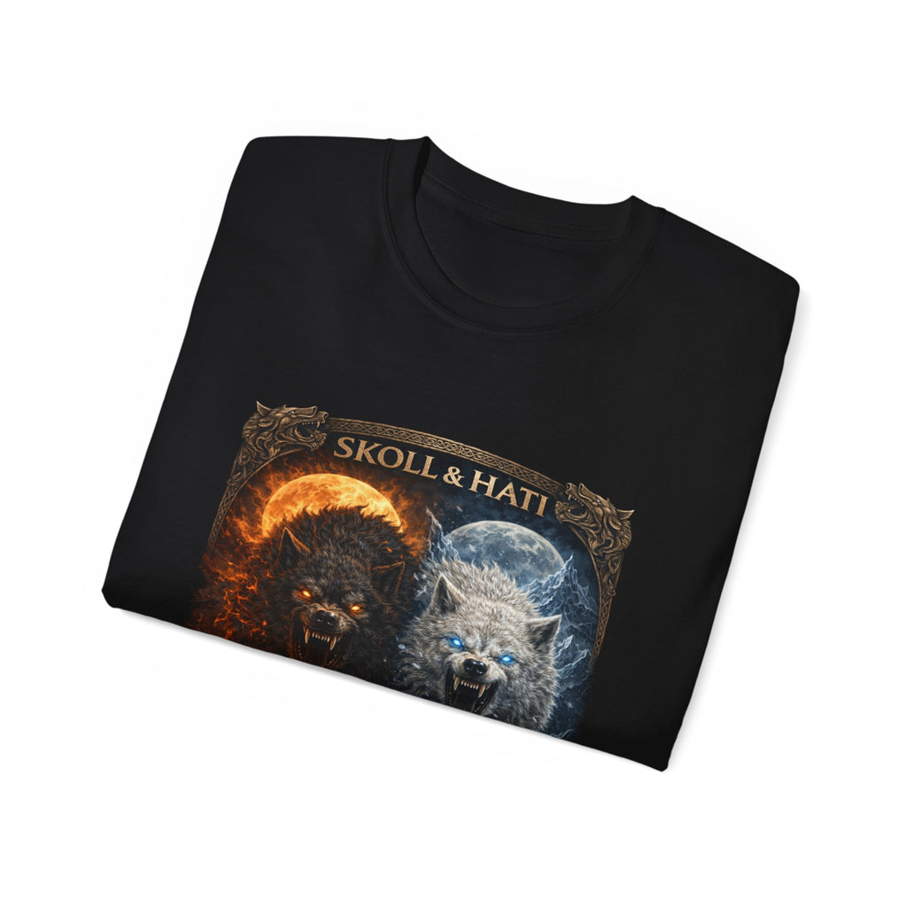 Skoll and Hati – The Wolves of the Sun and Moon Cotton T-Shirt