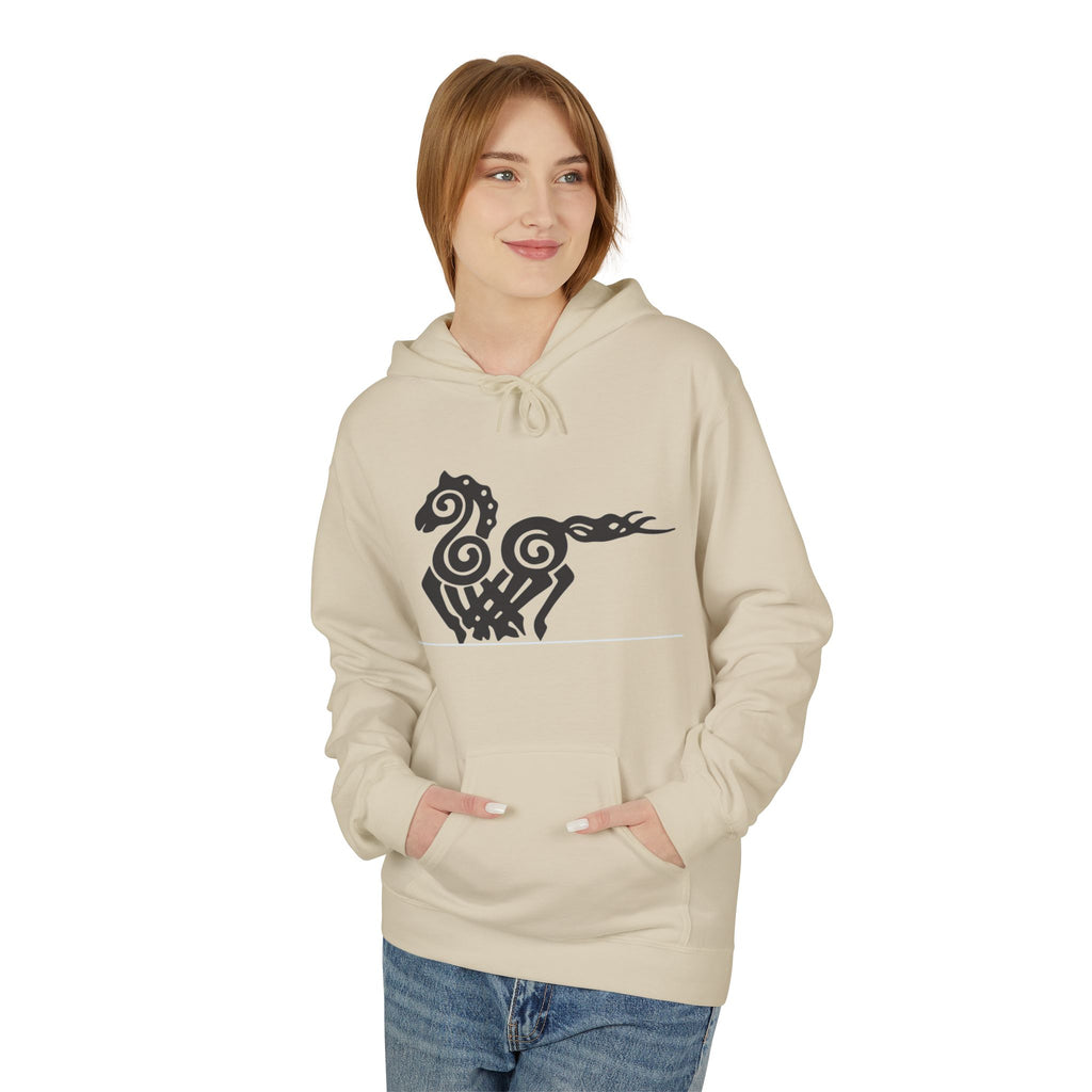 Viking Horse Tribal Hoodie — Nordic Norse Rune Stallion Design