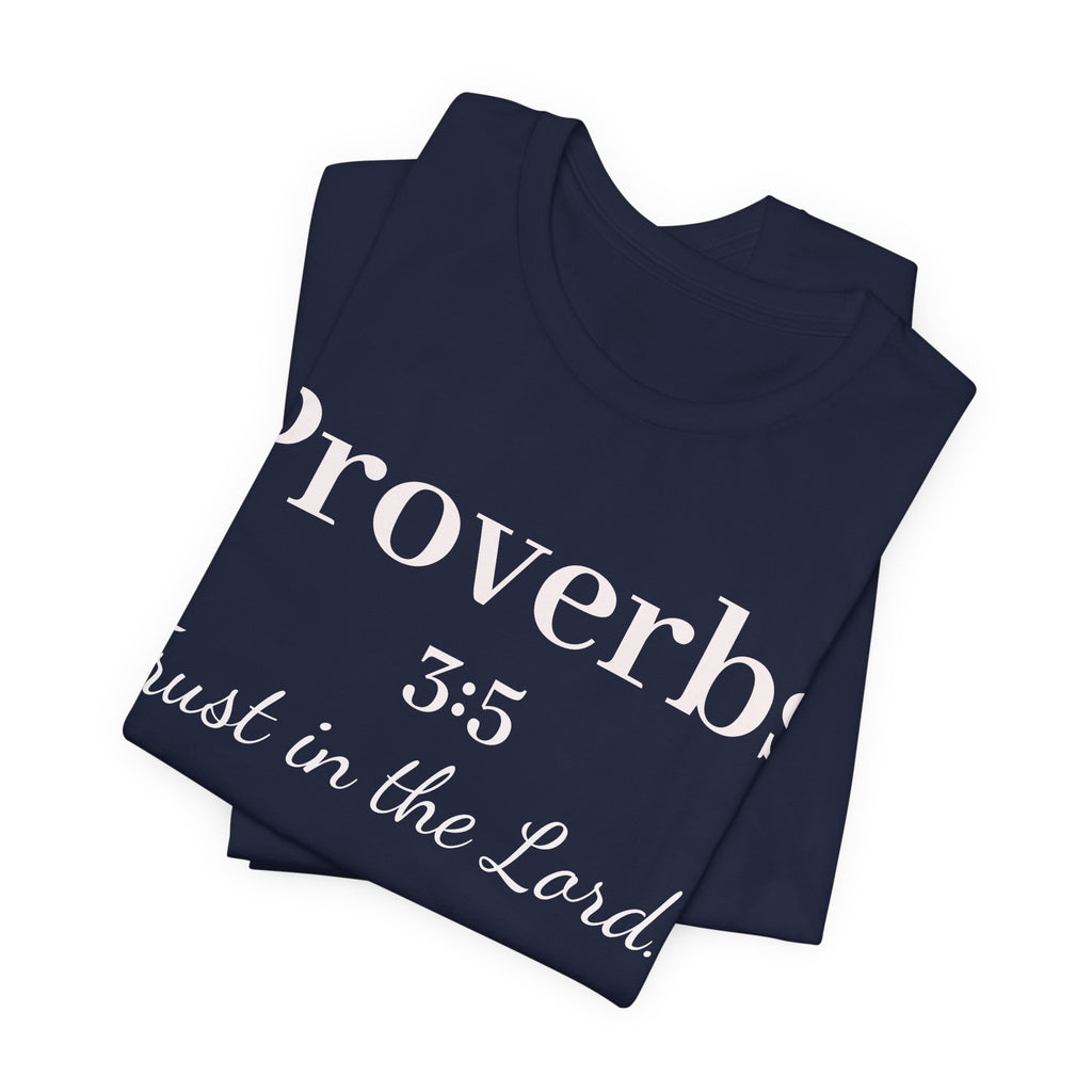 Proverbs 3:5 Tee — Minimal Christian Scripture Short Sleeve Shirt