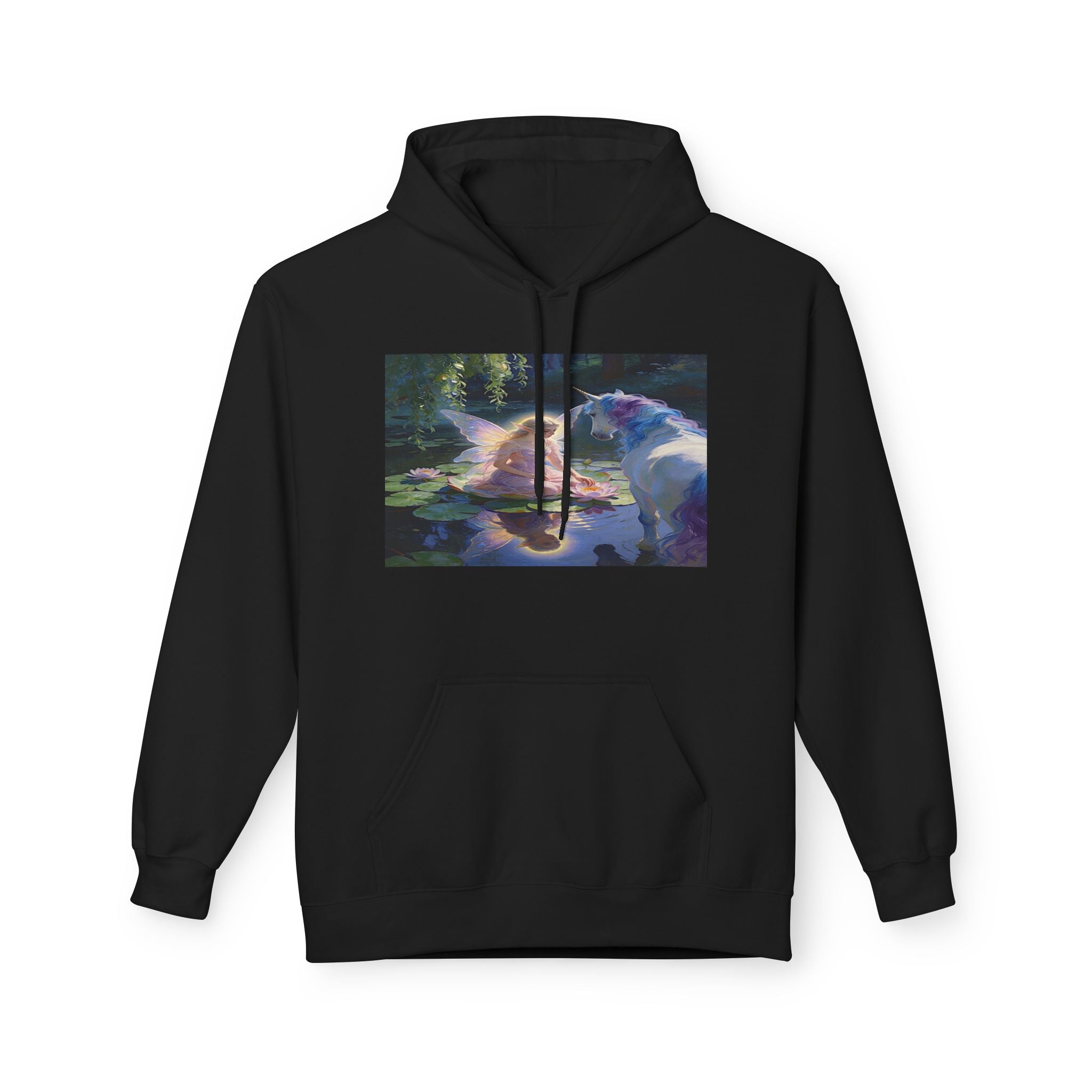 Unicorn and Fairy Cotton Hoodie — Abstract Galaxy Flower Print Pullover