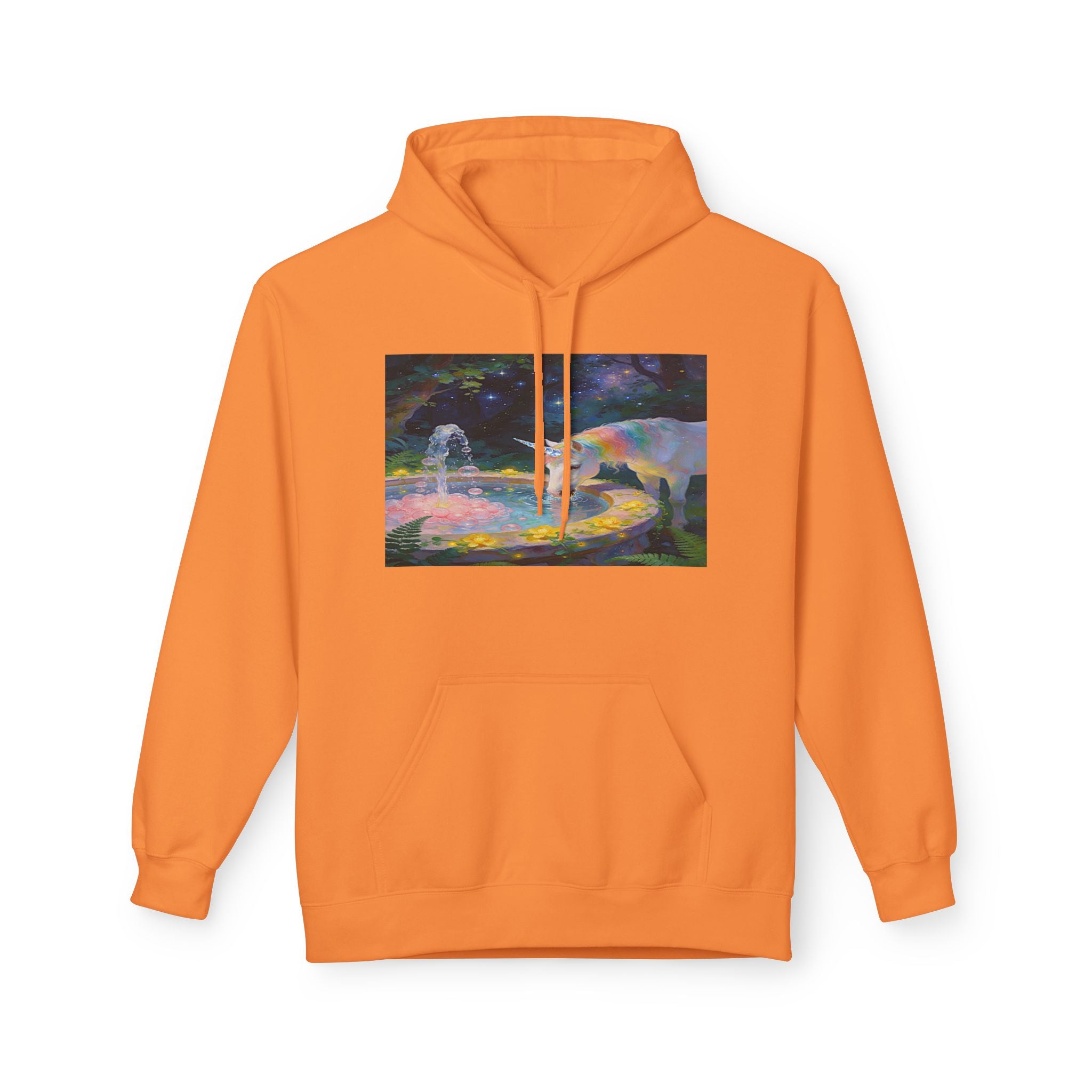 Aurora Bear & Fountain Hoodie — Dreamy Watercolor Wildlife Pullover