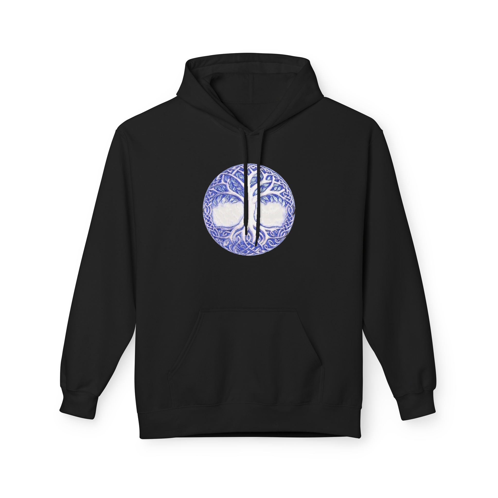Yggdrasil, the Tree of Life Cotton Hoodie – Blue Mandala Woodland Graphic Pullover