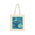 Ocean Waves Cotton Canvas Tote Bag — Blue Abstract Wave Pattern