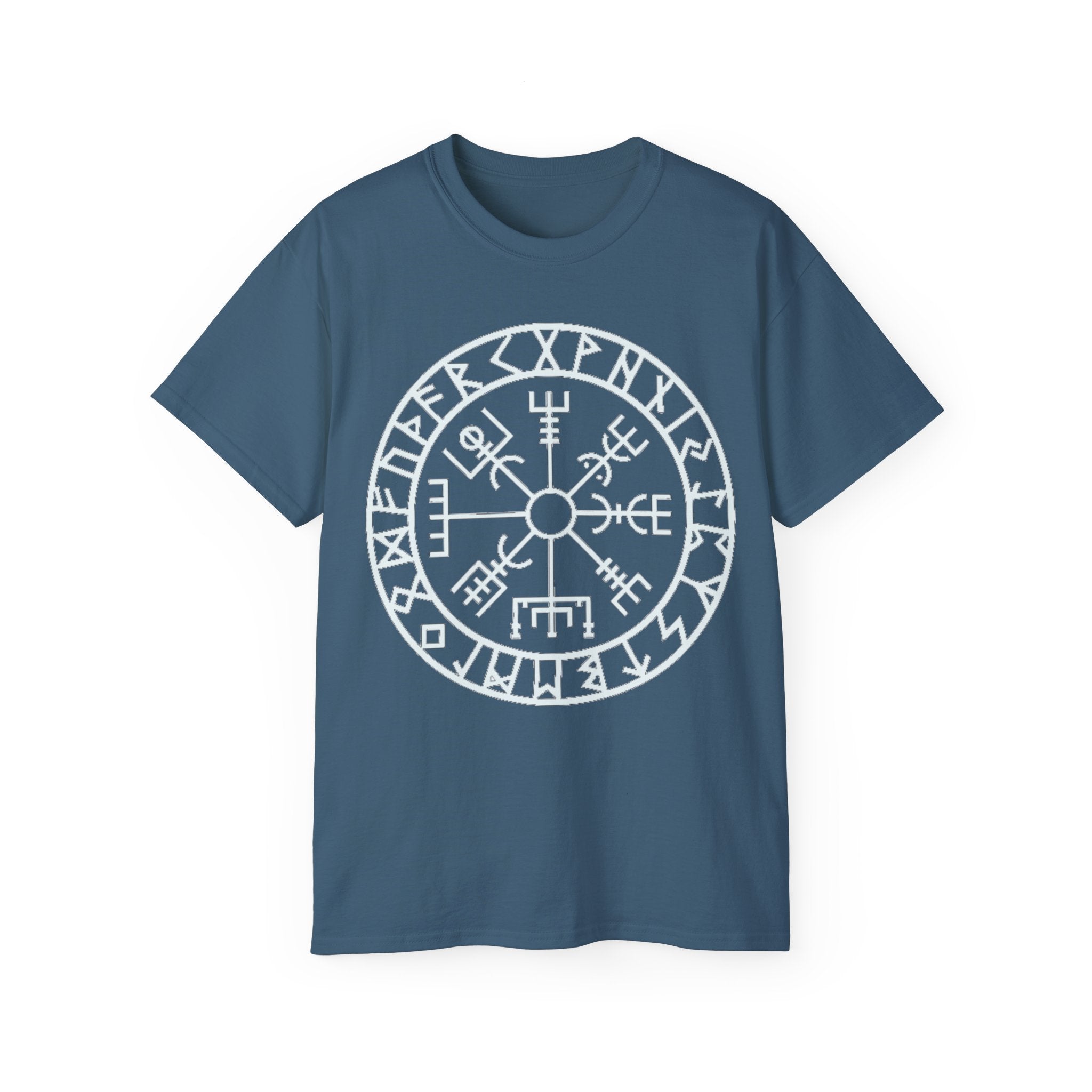 Vegvisir Viking Compass Cotton T-Shirt — Norse Rune Protection Tee