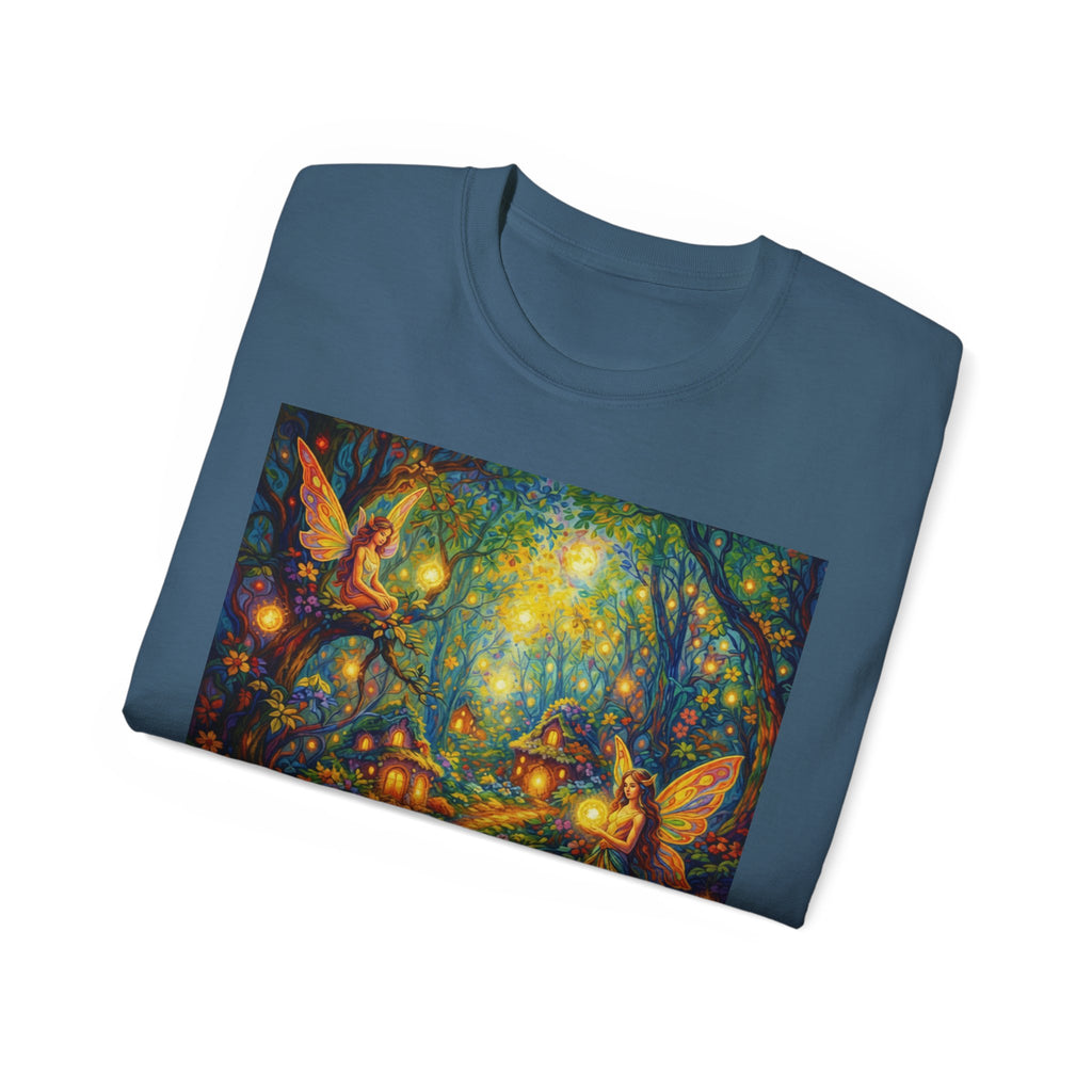 Fairy Forest Cotton T-Shirt — Enchanted Night Path Magic Tee
