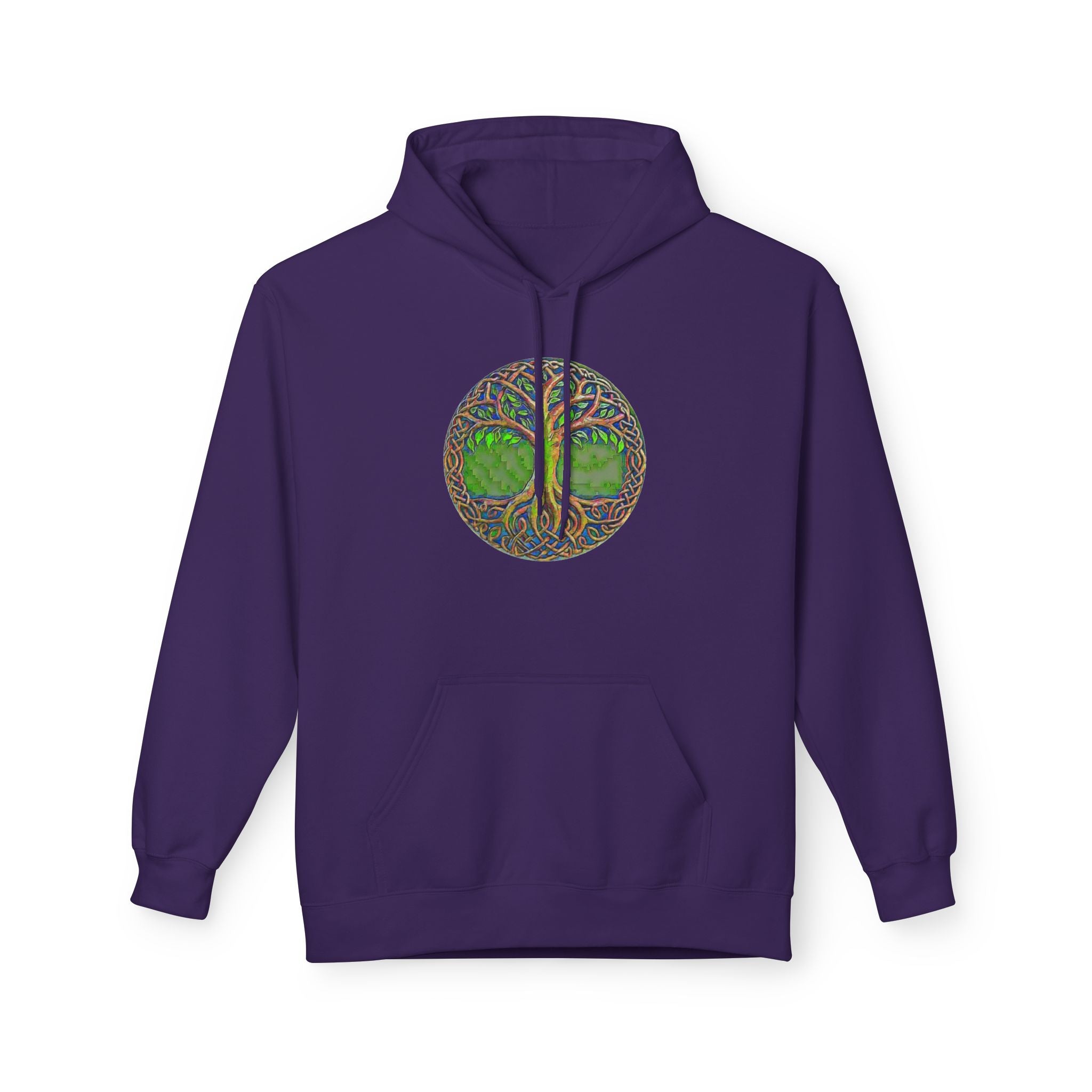 Yggdrasil, the Tree of Life Cotton Hoodie — Green Nature Mandala Pullover