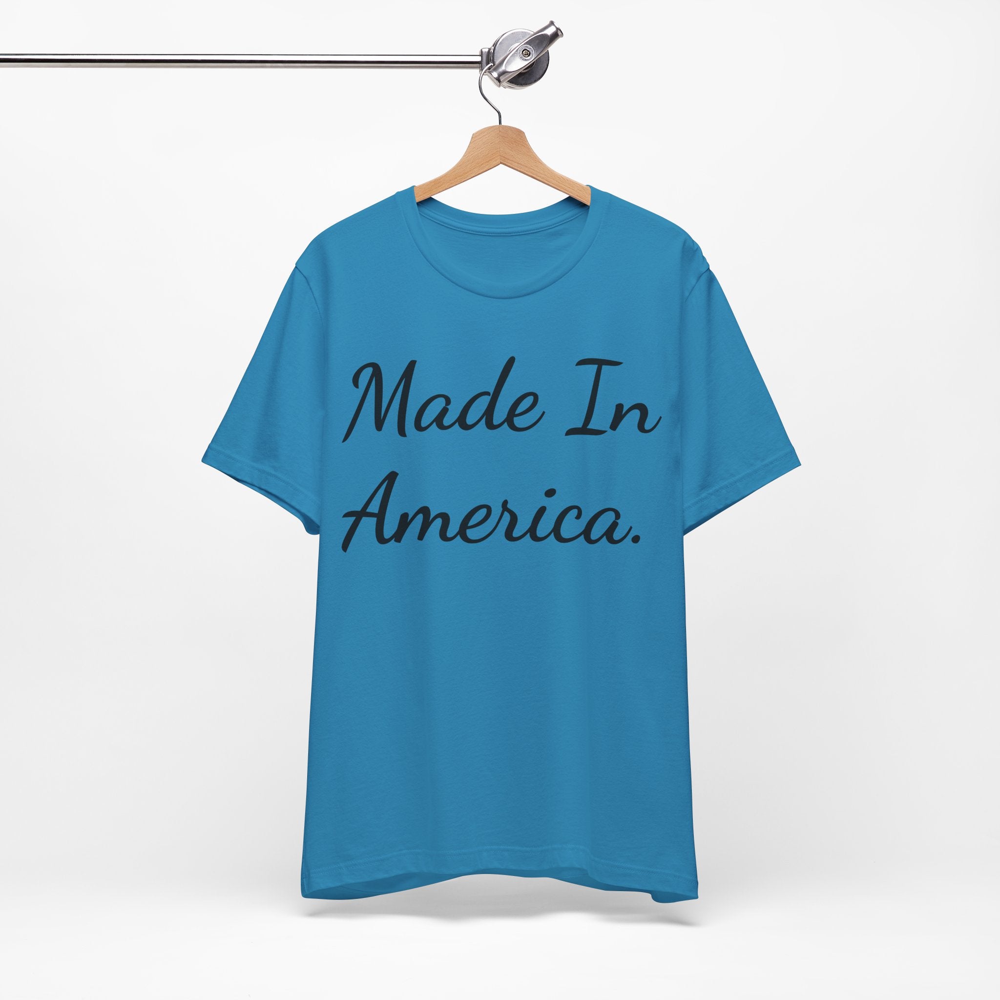 Made In America T-Shirt — Patriotic Script Tee for 4th of July & Everyday Wear