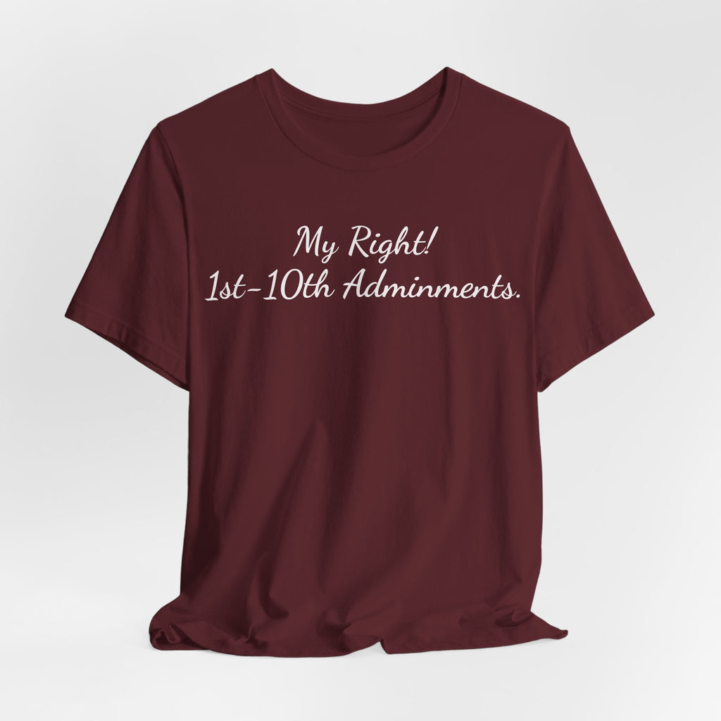 T‑Shirt — "My Right! 1st-10th Amendments." Patriotic Constitutional Rights Tee