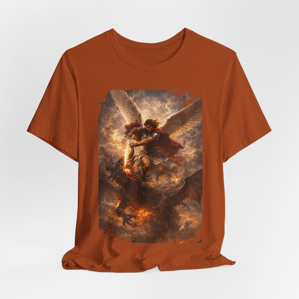 Michael and his angels fought against the dragon Revelation 12:7 Tee — Spiritual Battle Winged Art T-Shirt