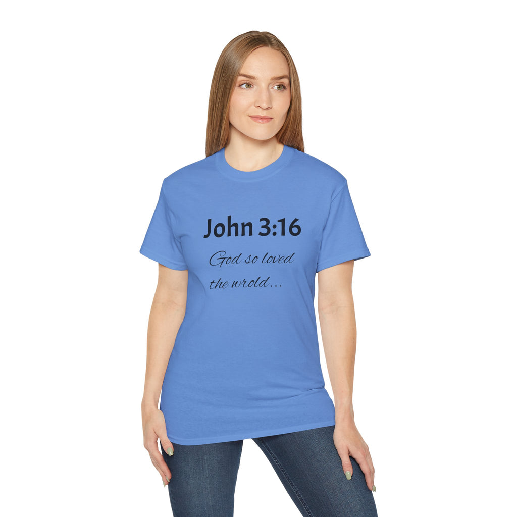 John 3:16 Scripture Tee — "God so loved the world" Christian T‑Shirt
