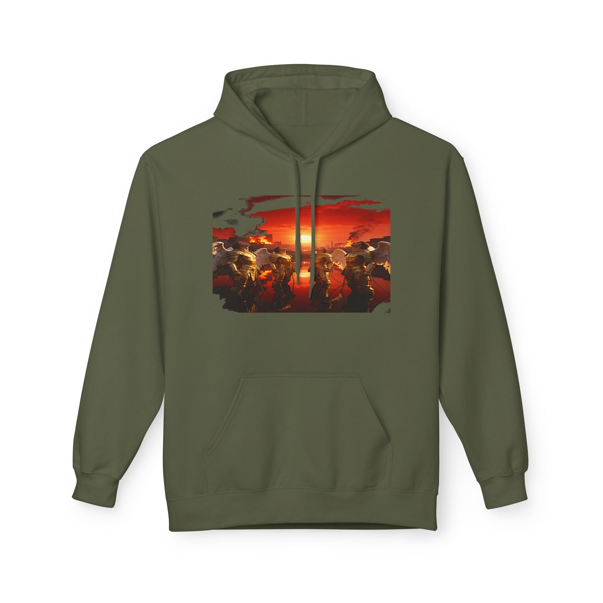 Revelation 7:1 End of times-Four angels standing on the four corners of the earth as seen from heaven-Art Graphic Pullover
