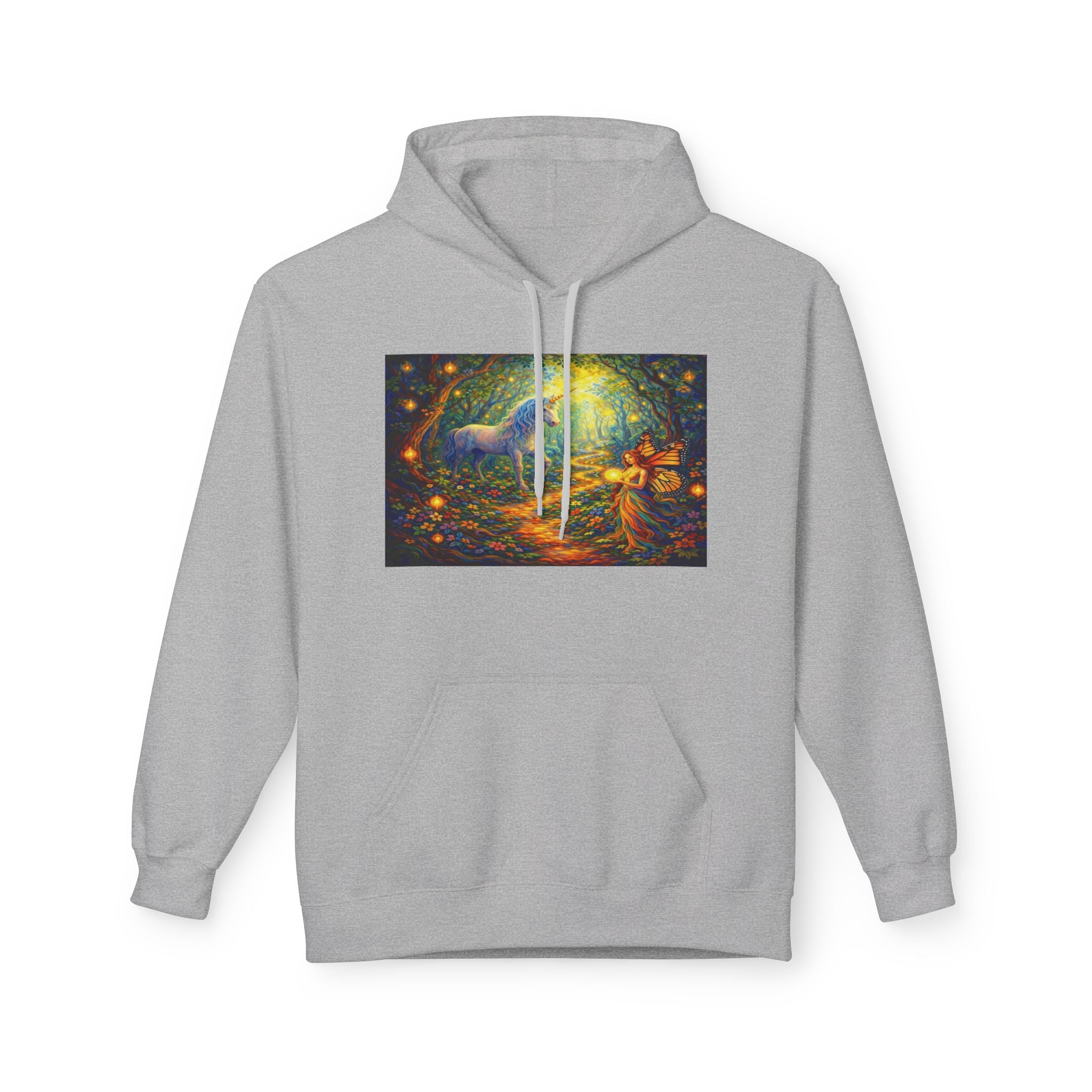 Unicorn Fairy cotton Hoodie — Surreal Planet & Stars Art Pullover