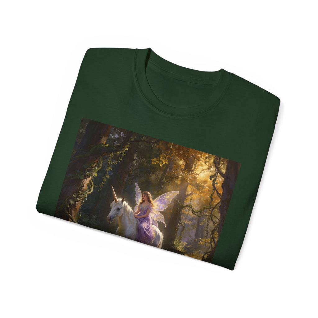 Magical Fairy/Unicorn Forest CottonTee — Fantasy Unicorn Shirt for Kids & Adults