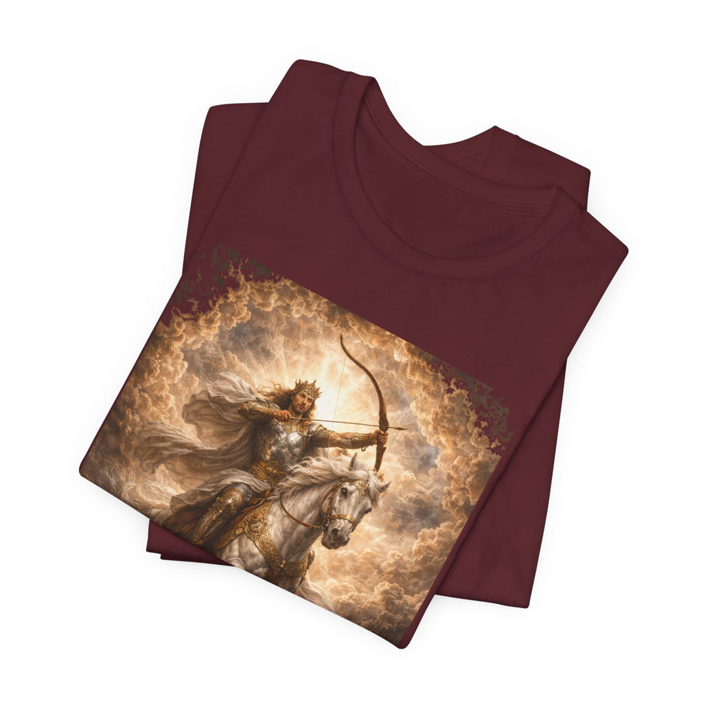 The white horse from Revelation 6:1-2! T‑Shirt — "Conquer" Warrior Archer Graphic Tee