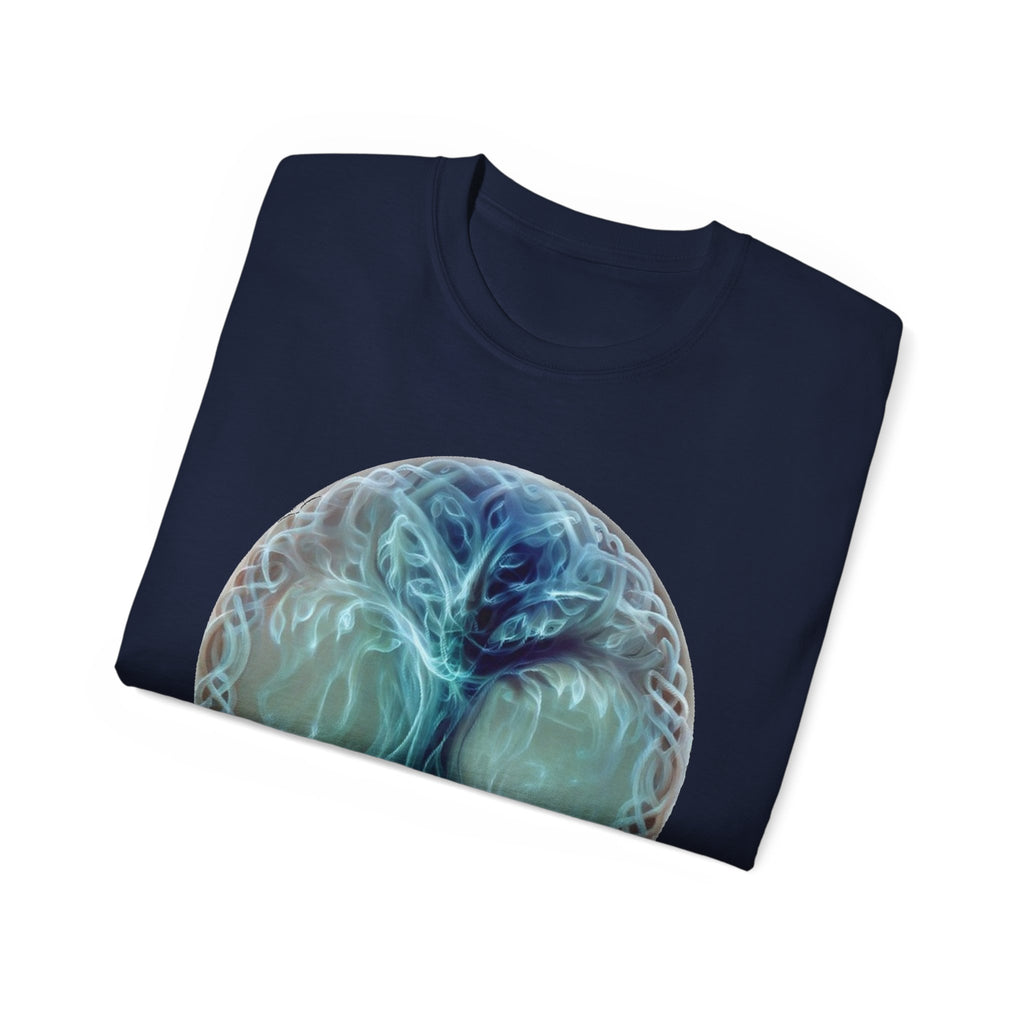 Tree of Life Cotton T-Shirt — Mystical Blue Celtic Circle Design