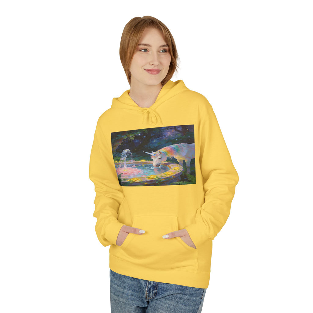 Aurora Bear & Fountain Hoodie — Dreamy Watercolor Wildlife Pullover