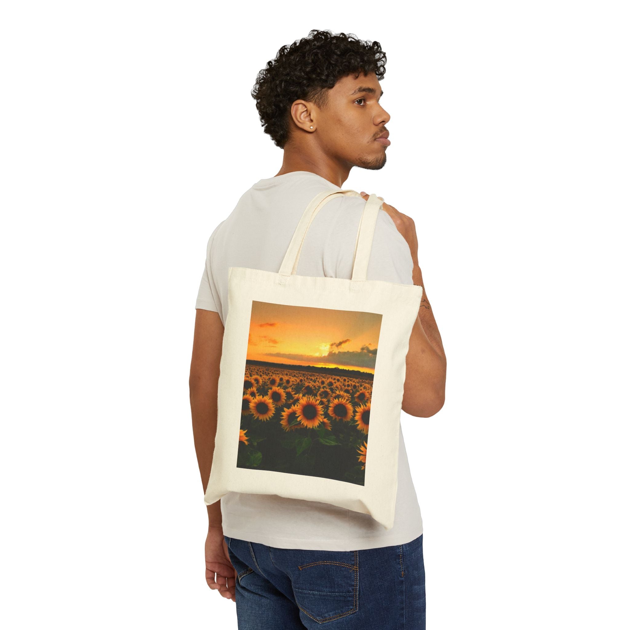 Sunflower Sunset Tote Bag — Cotton Canvas Beach & Market Tote