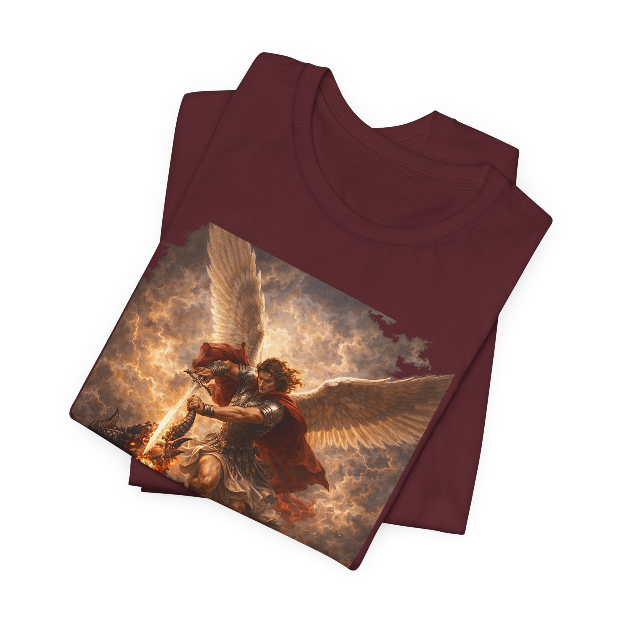 Michael and his angels fought against the dragon Revelation 12:7 Tee — Spiritual Battle Winged Art T-Shirt