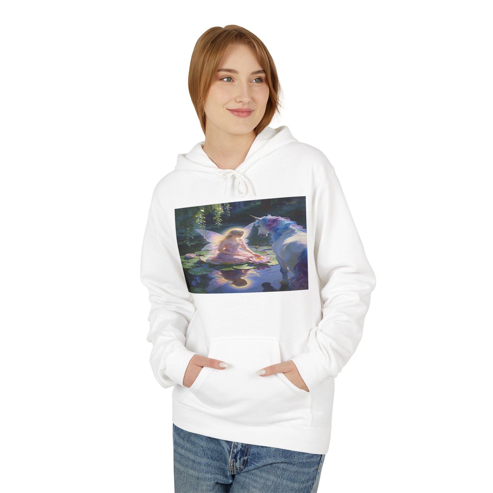Unicorn and Fairy Cotton Hoodie — Abstract Galaxy Flower Print Pullover