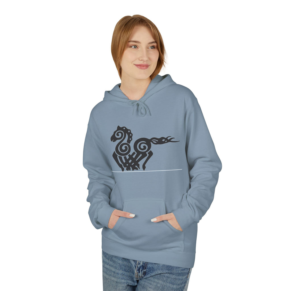 Viking Horse Tribal Hoodie — Nordic Norse Rune Stallion Design