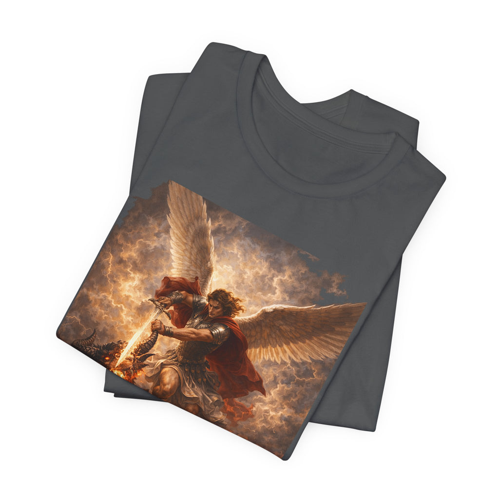 Michael and his angels fought against the dragon Revelation 12:7 Tee — Spiritual Battle Winged Art T-Shirt