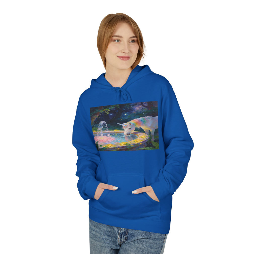 Aurora Bear & Fountain Hoodie — Dreamy Watercolor Wildlife Pullover