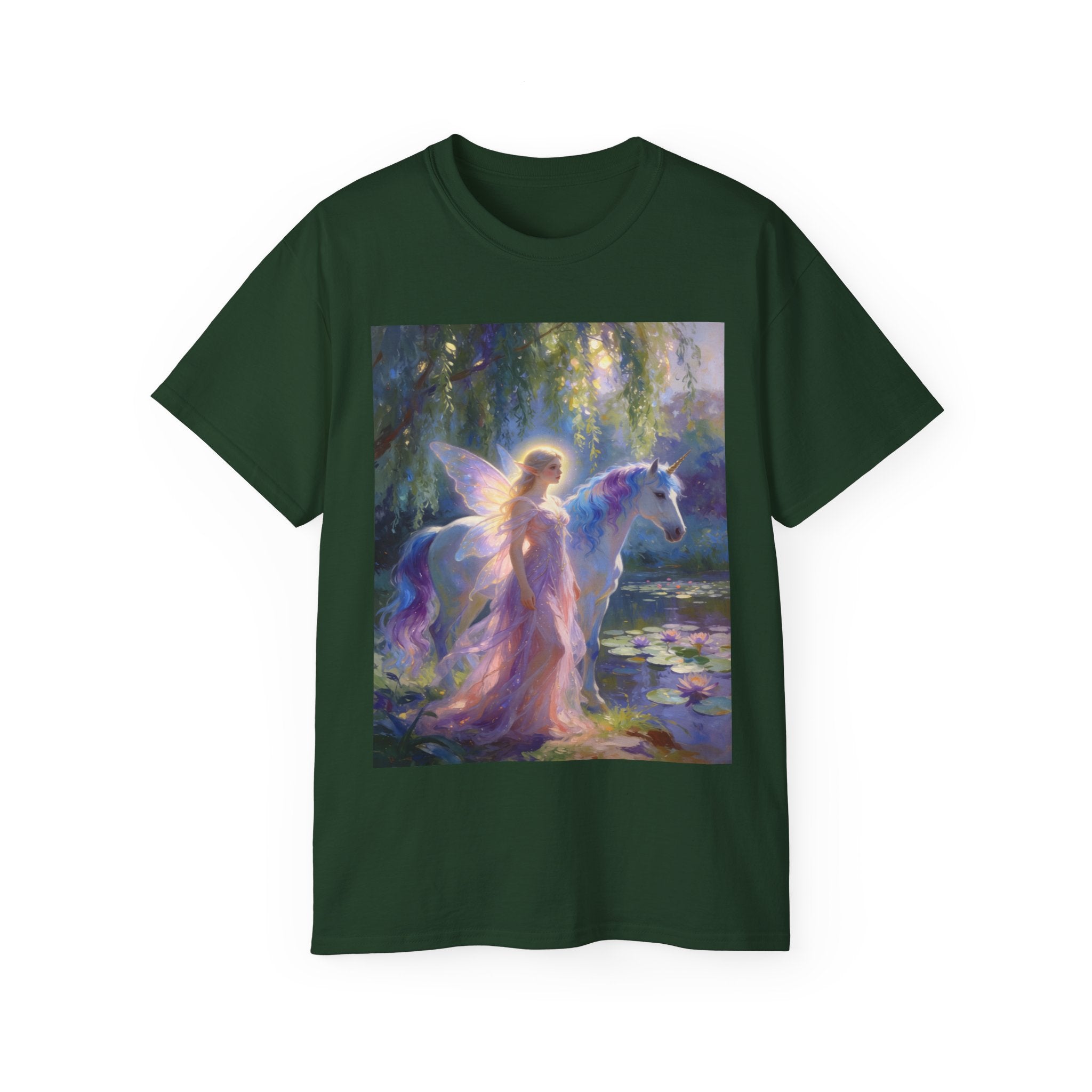 Fairy and Unicorn Dream Cotton  Tee — Ethereal Fantasy T‑Shirt