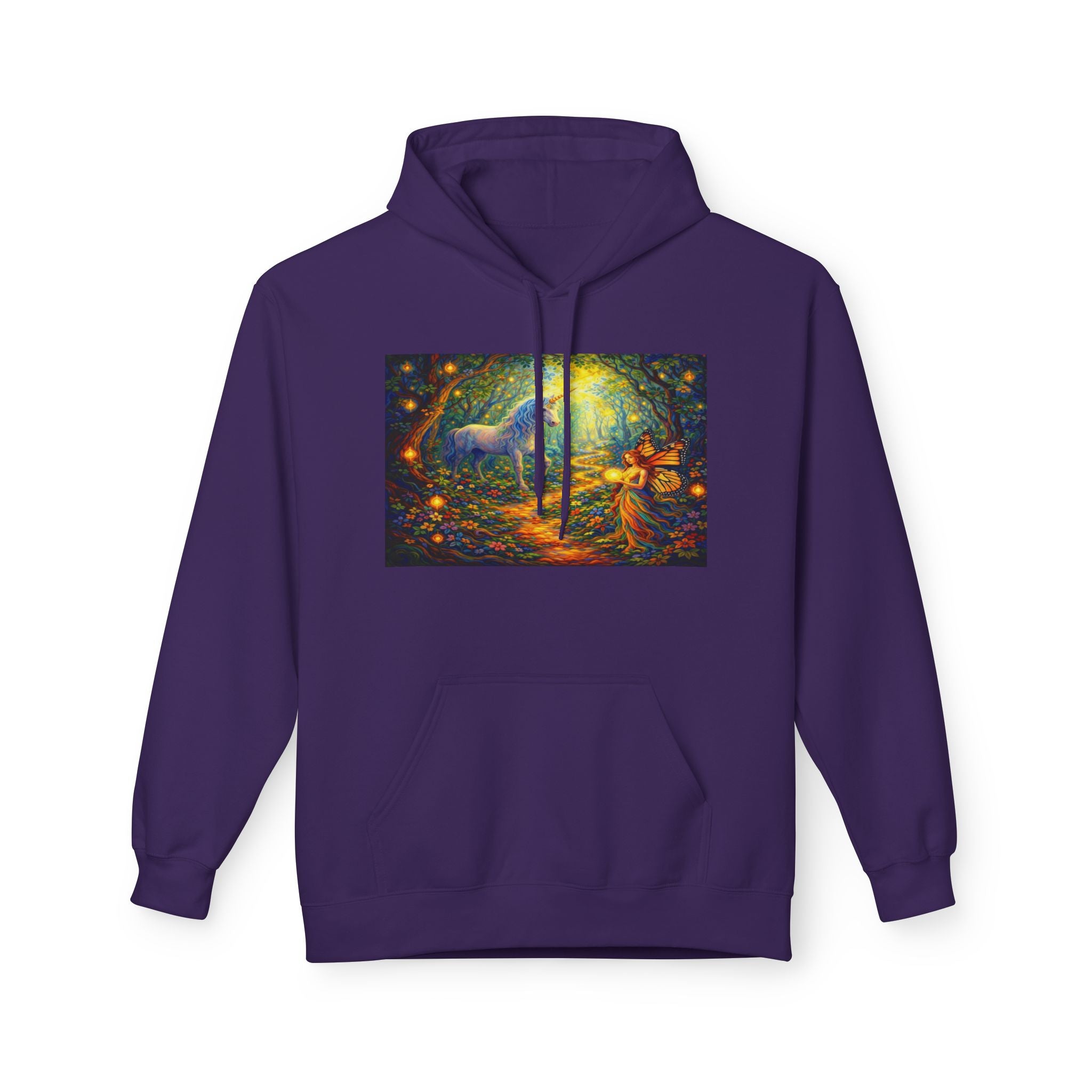 Unicorn Fairy cotton Hoodie — Surreal Planet & Stars Art Pullover