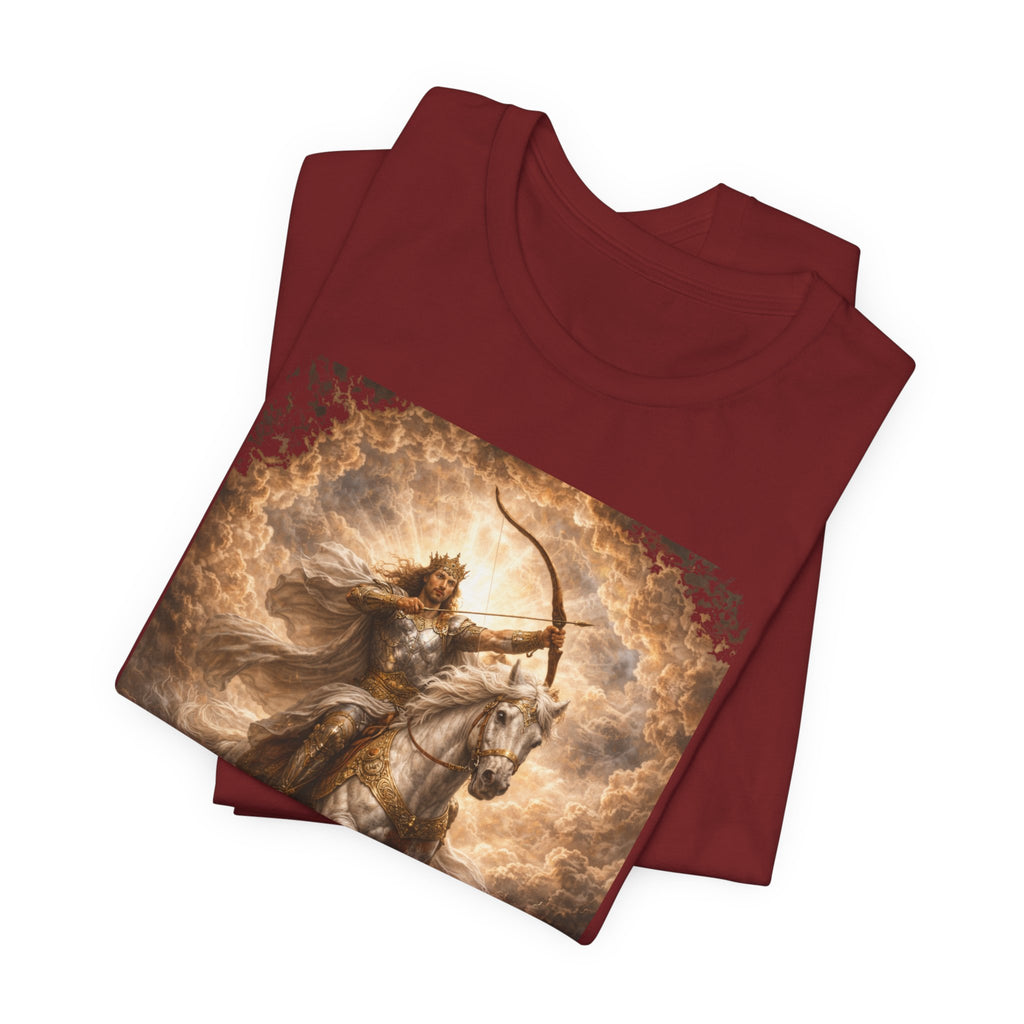 The white horse from Revelation 6:1-2! T‑Shirt — "Conquer" Warrior Archer Graphic Tee