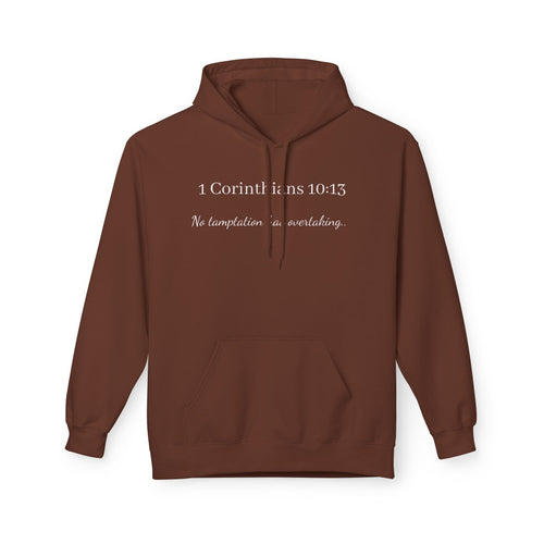 1 Corinthians 10:13 Hoodie — "No Temptation Is Overwhelming" Christian Scripture Pullover