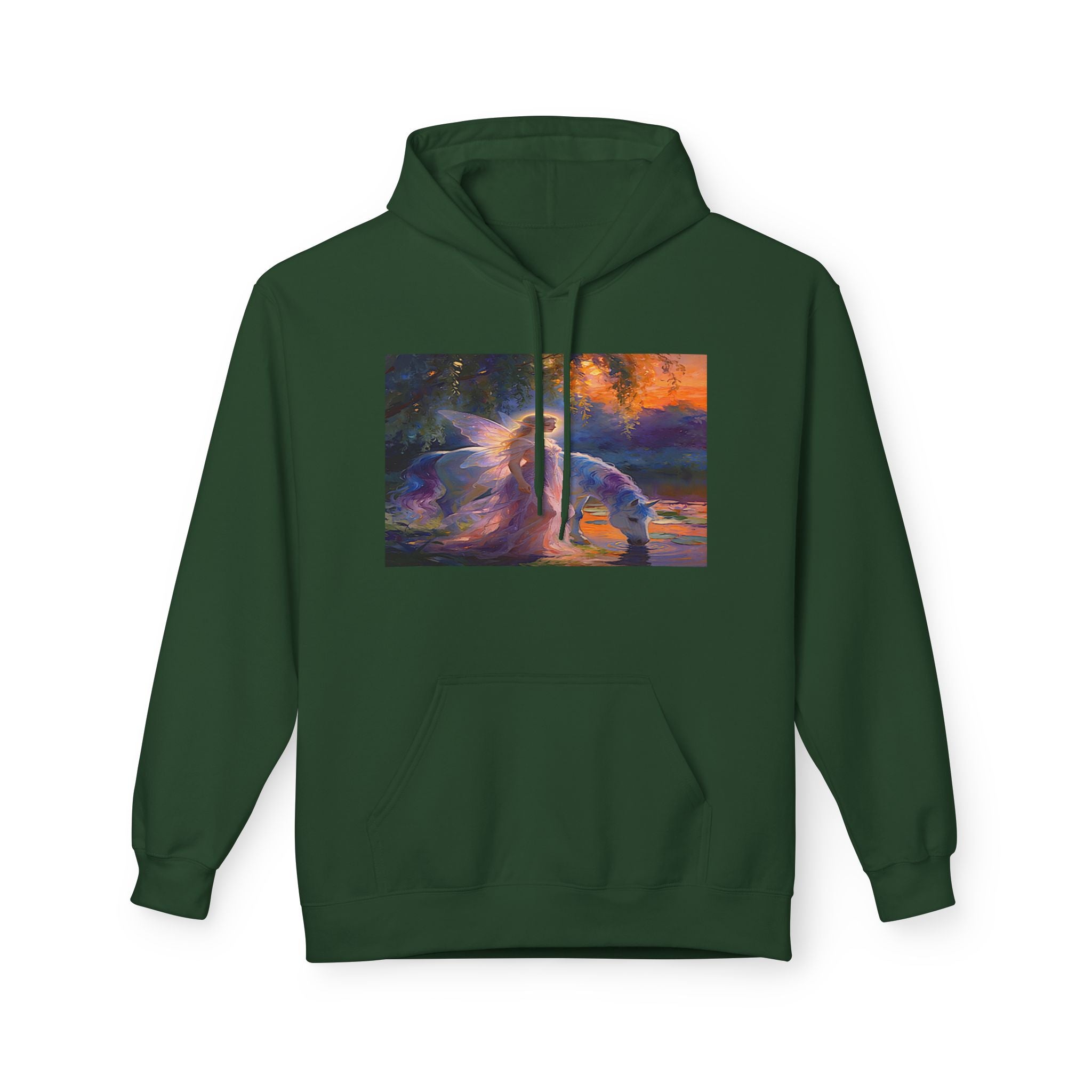 Unicorn Fairy Cotton Hoodie — Cosmic Cat Art Pullover