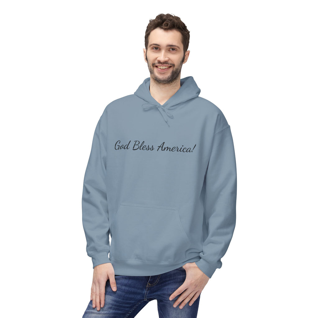 God Bless America! Script Hoodie — Patriotic Lightweight Fleece Hoodie