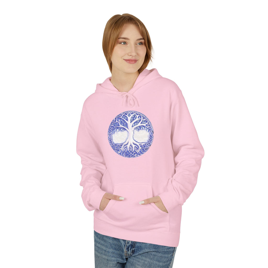 Yggdrasil, the Tree of Life Cotton Hoodie – Blue Mandala Woodland Graphic Pullover