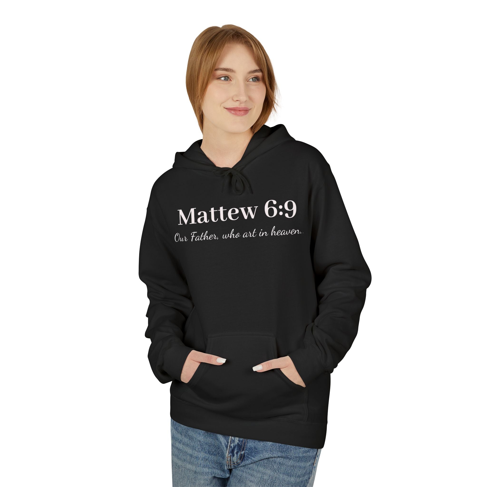 Matthew 6:9 Scripture Hoodie — "Our Father, who art in heaven" Religious Pullover