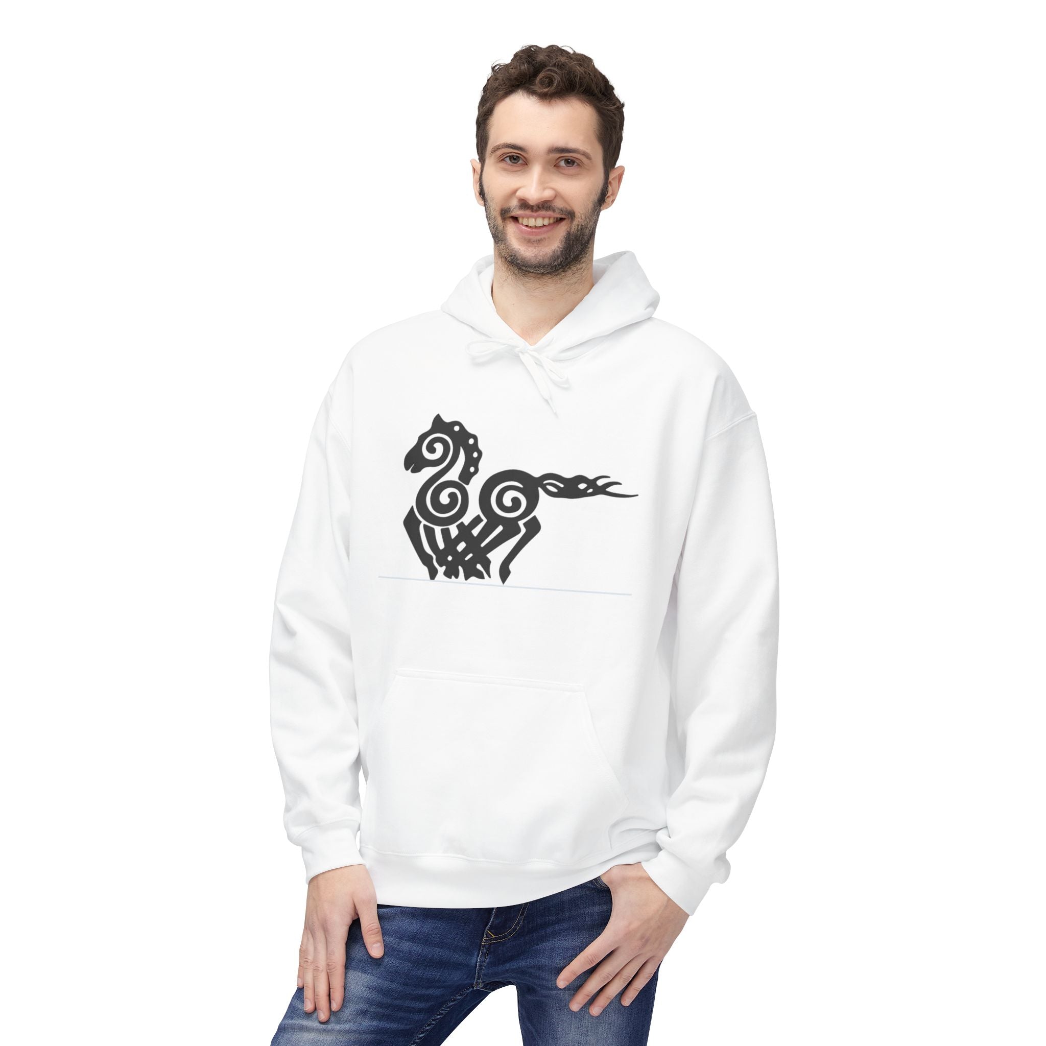 Viking Horse Tribal Hoodie — Nordic Norse Rune Stallion Design