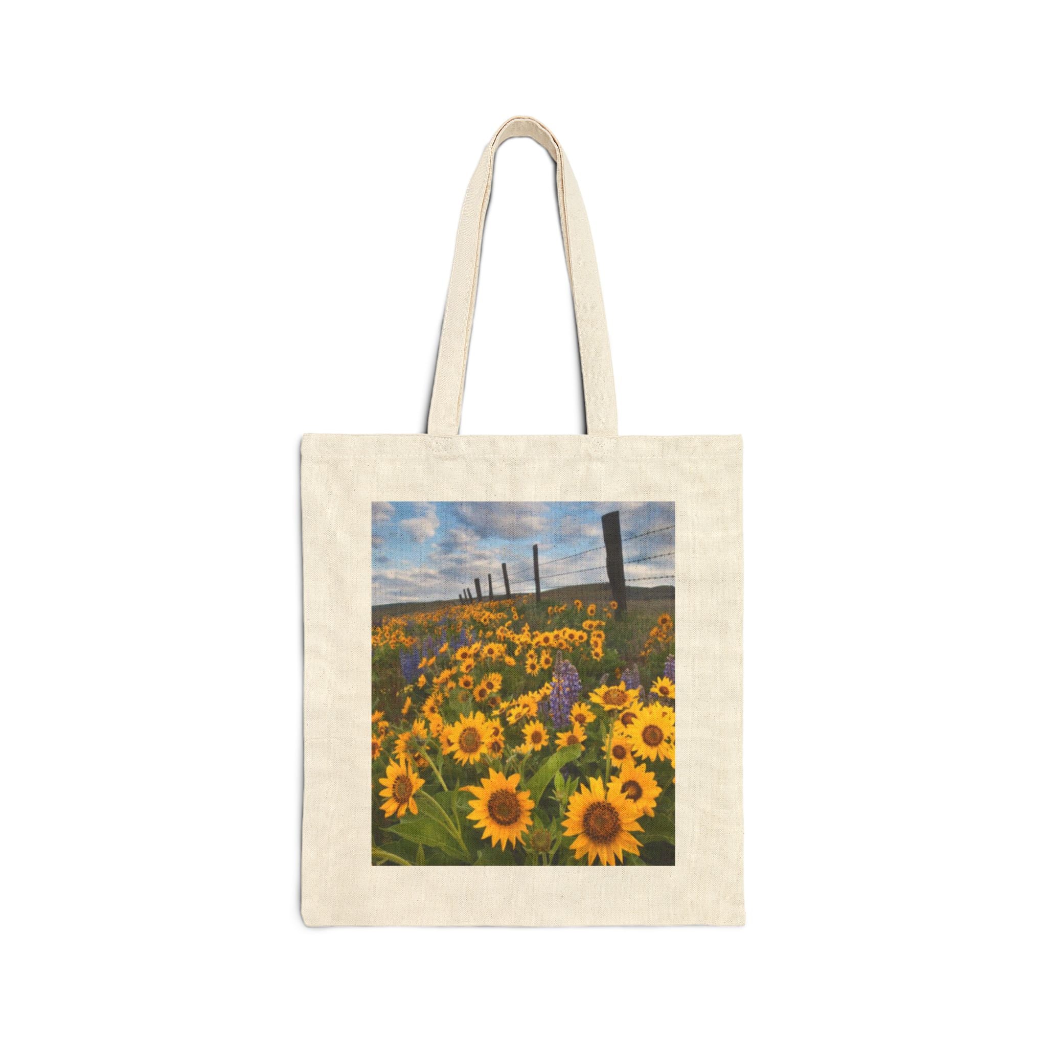 Sunflower Field Canvas Tote Bag — Floral Summer Market Shopper