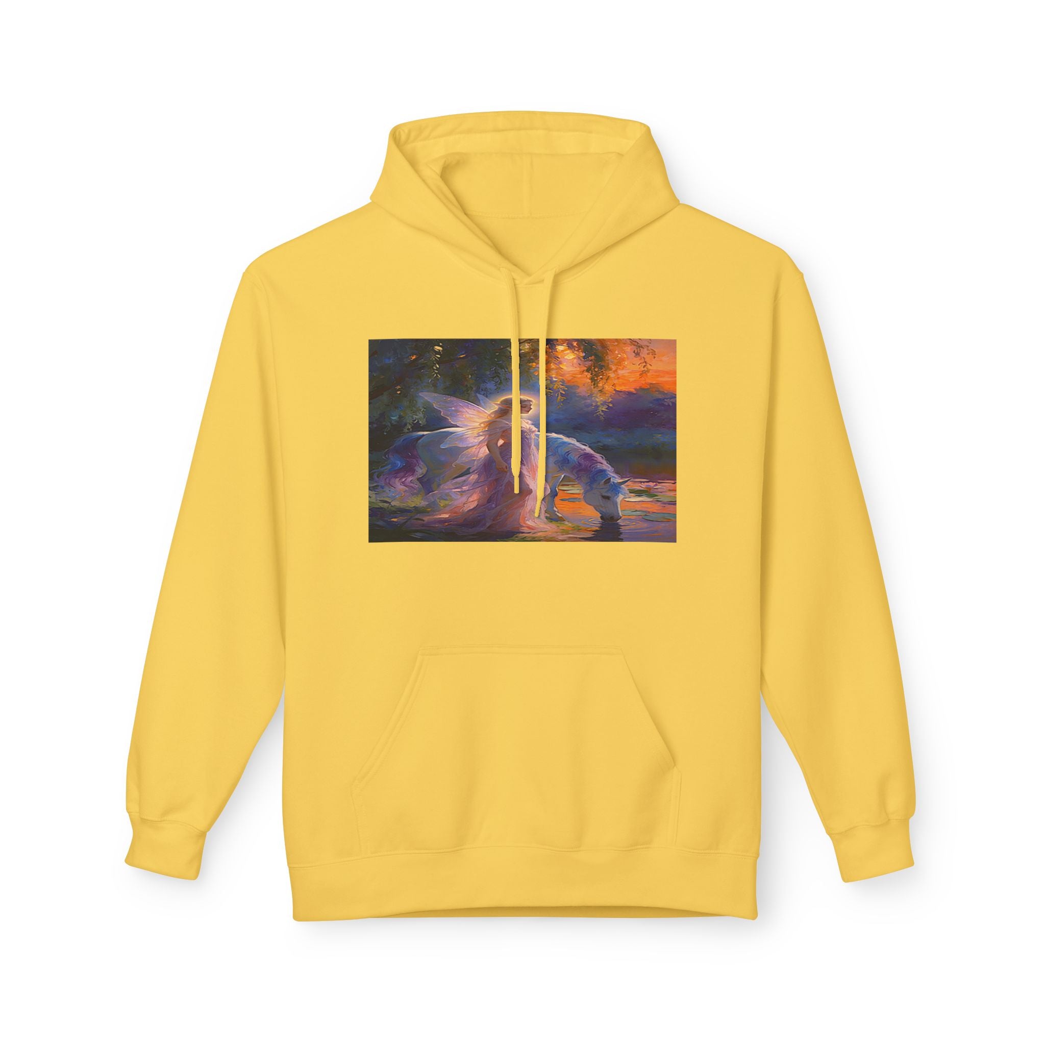 Unicorn Fairy Cotton Hoodie — Cosmic Cat Art Pullover
