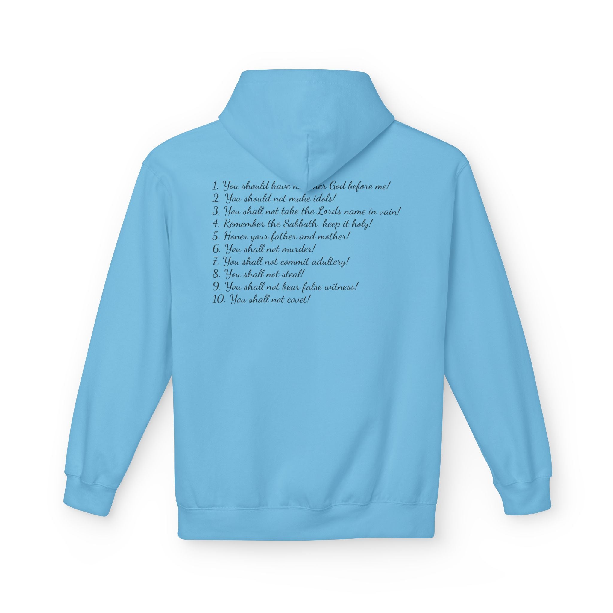 "The 10 Commandments" Script List Back Print Christian Faith Pullover