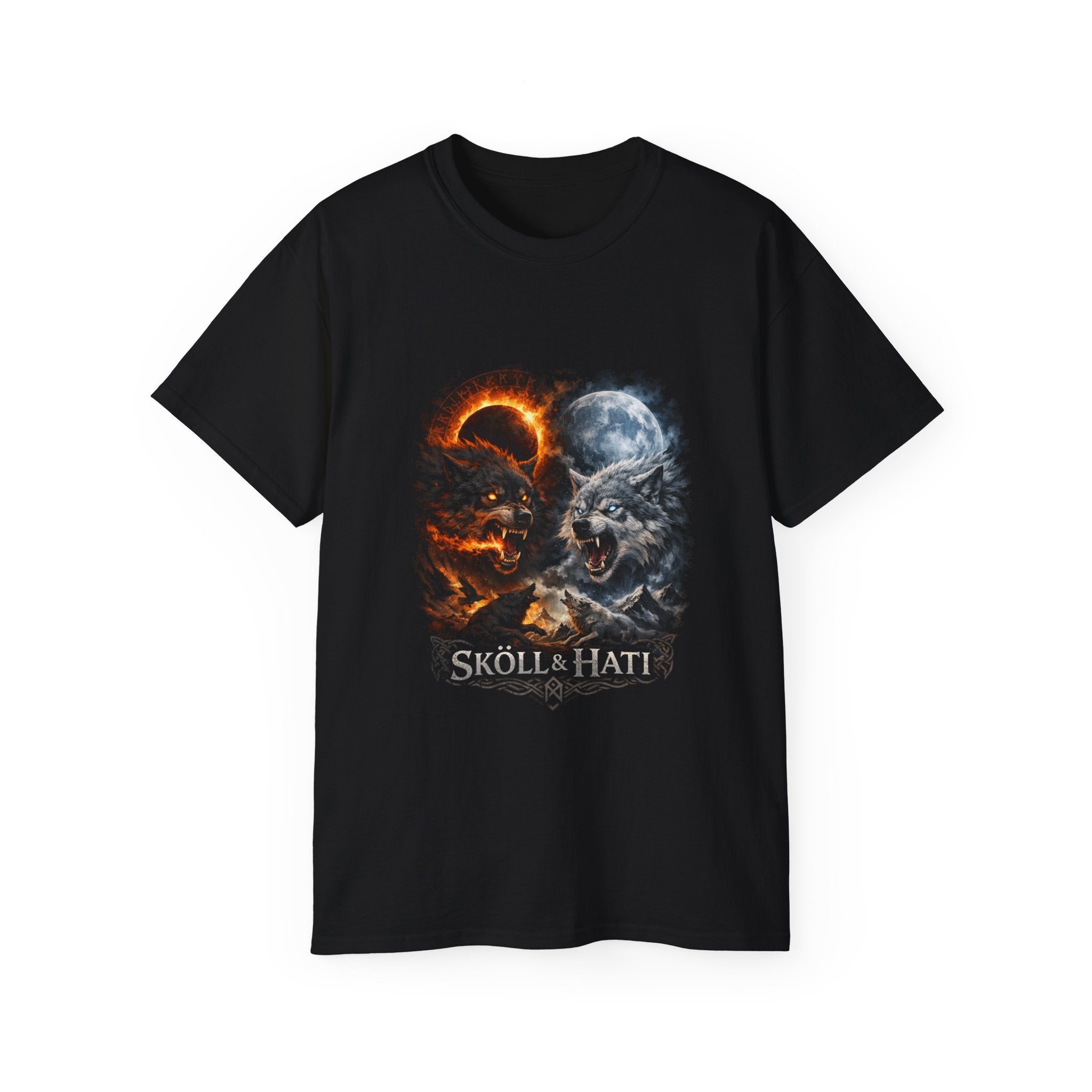 Skoll and Hati – The Wolves of the Sun and Moon Cotton T-Shirt
