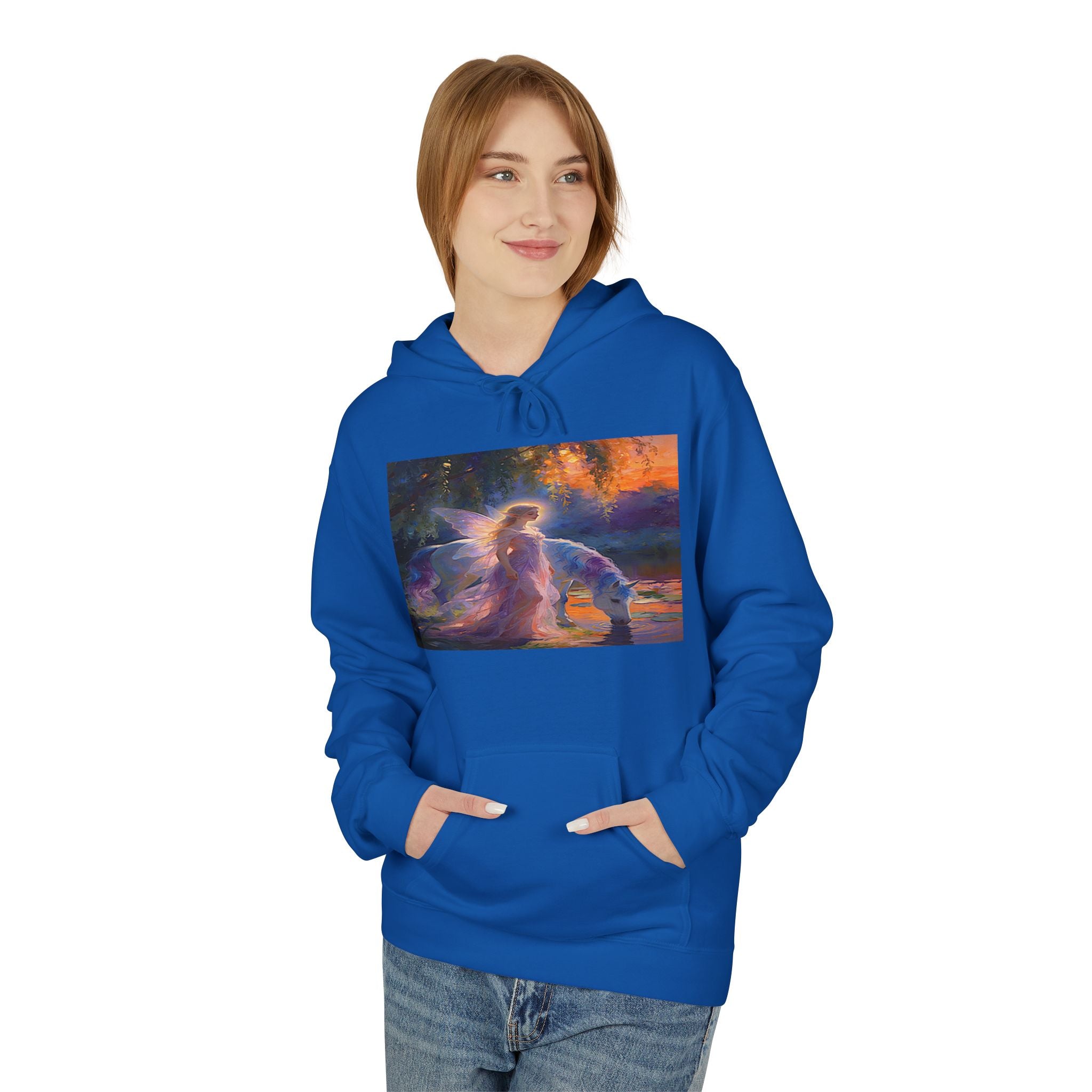 Unicorn Fairy Cotton Hoodie — Cosmic Cat Art Pullover