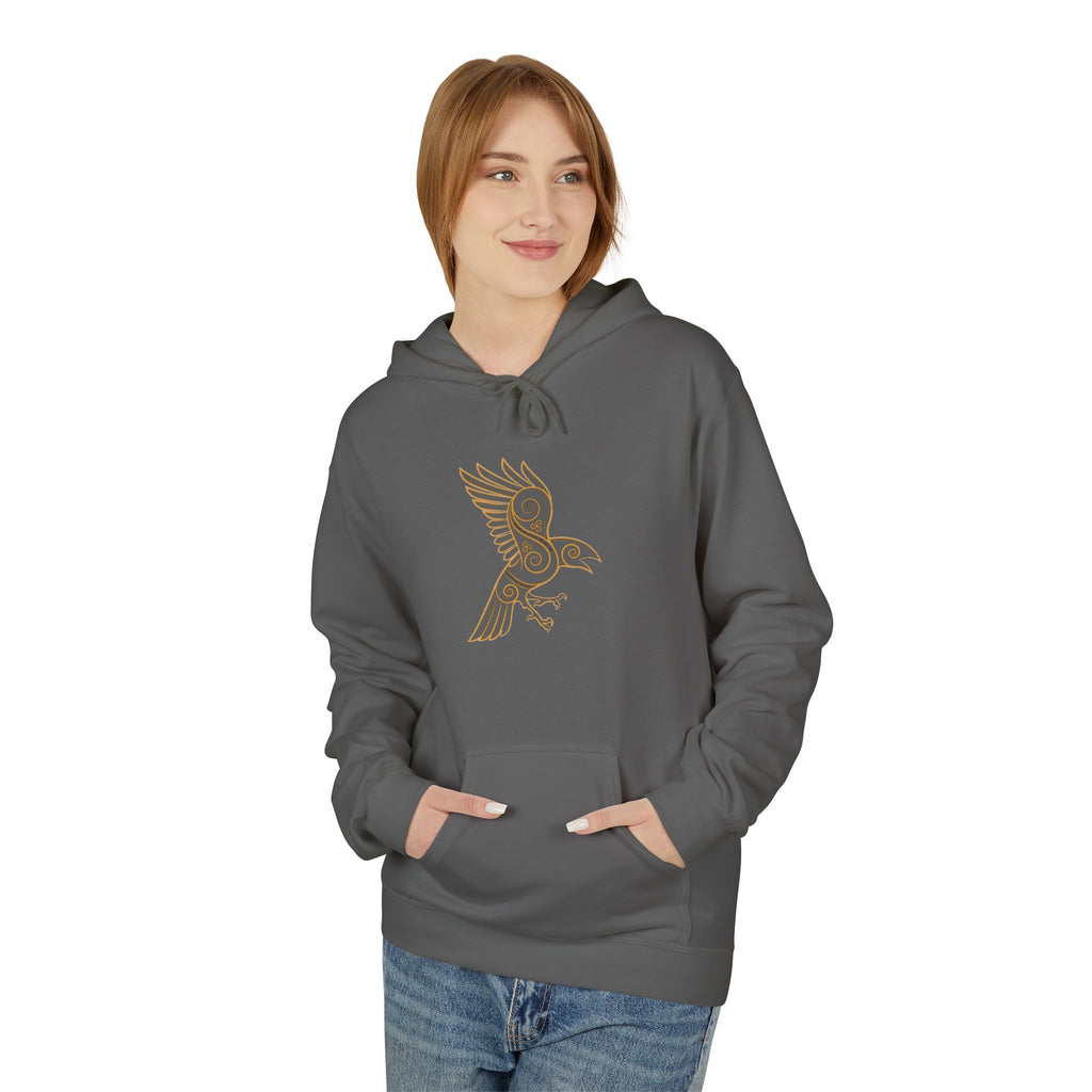The Raven – Odin’s Messengers Viking Hoodie — Minimalist Line Art Bird