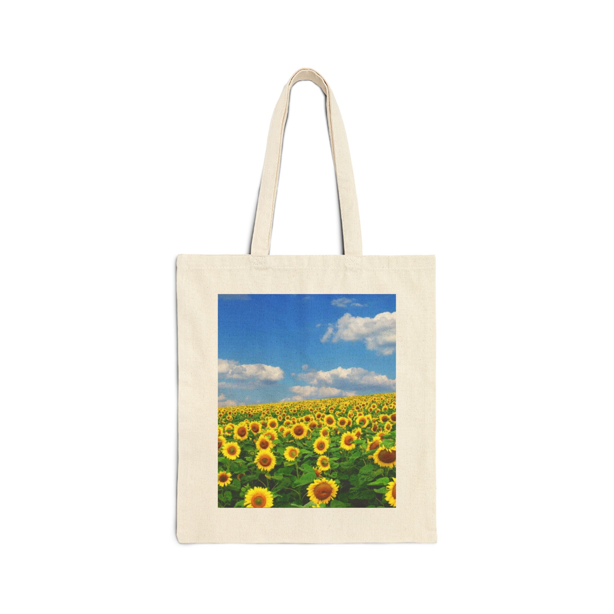 Sunflower Field Tote Bag — Spring Floral Canvas Market Tote