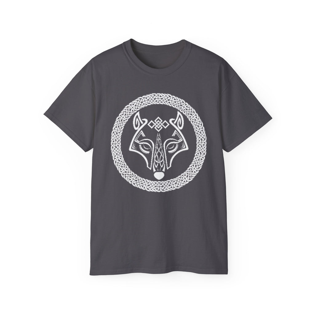 Cotton Celtic Wolf T-Shirt — Norse Knotwork Wolf Head Tee