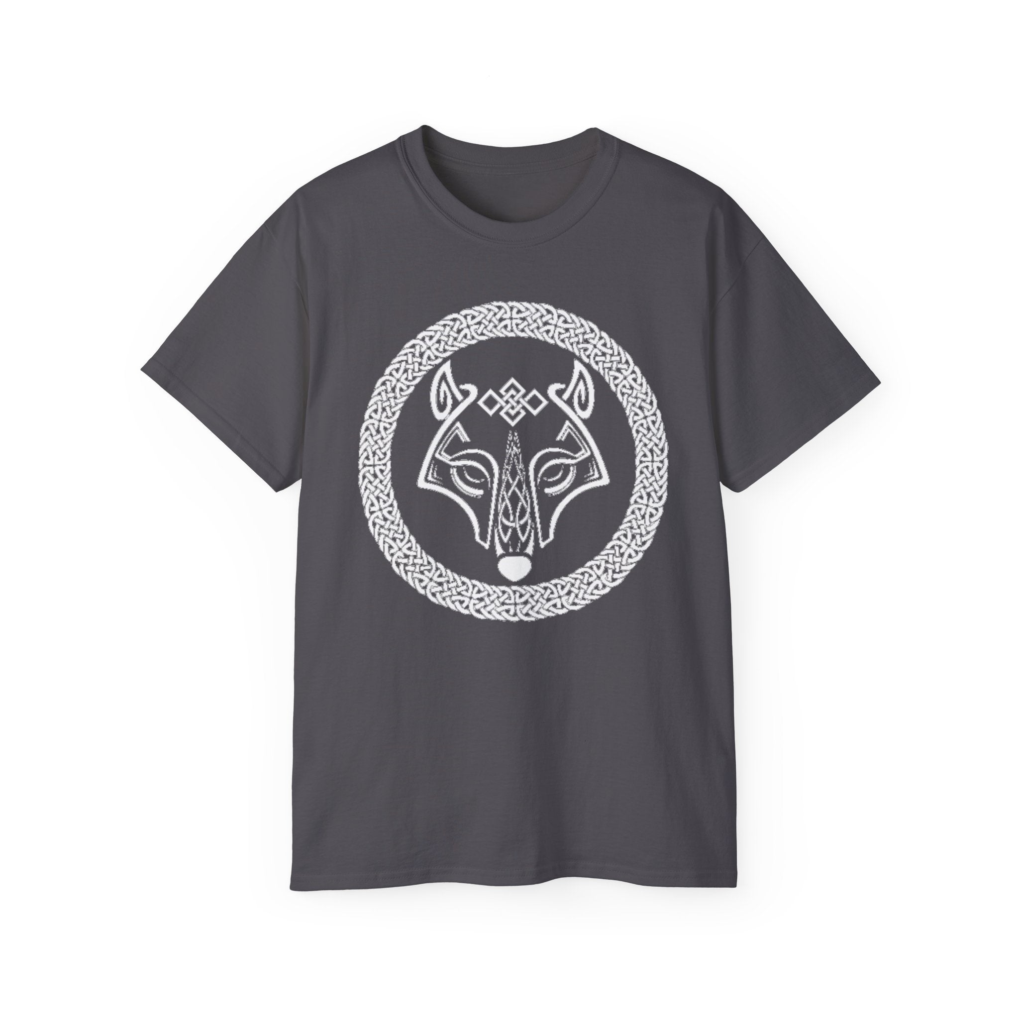 Cotton Celtic Wolf T-Shirt — Norse Knotwork Wolf Head Tee